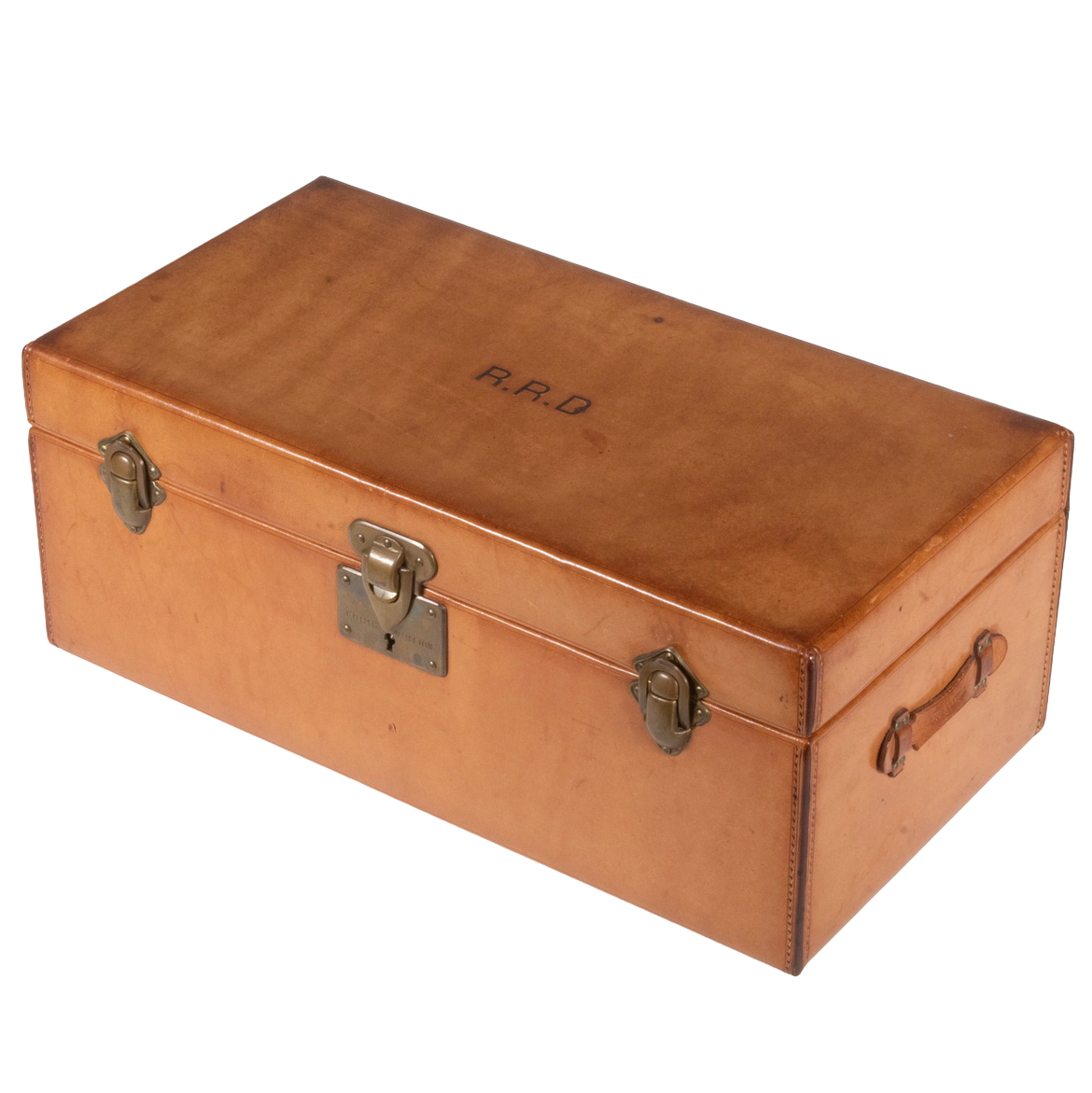 A RARE LOUIS VUITTON NATURAL COWHIDE LEATHER MALLE À FLEURS TRUNK