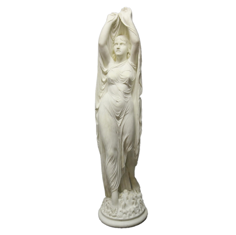 CHAUNCEY BRADLEY IVES (NY/CT/ Italy, 1810-1894) - "Undine Rising from the Water", Carrara Marble