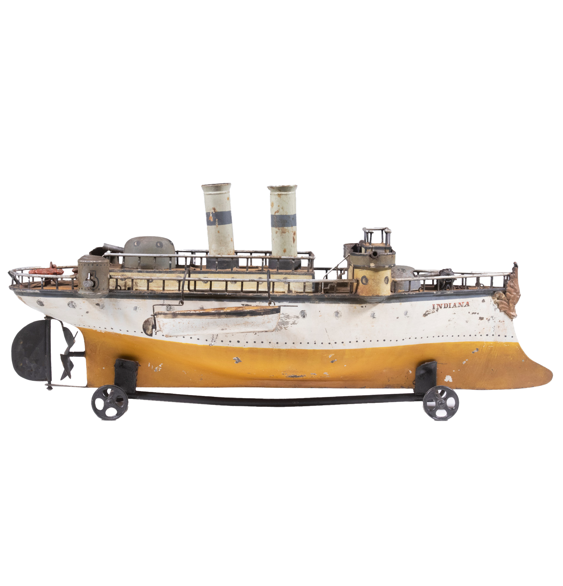 GERMAN TOY CLOCKWORK BATTLESHIP CA 1900