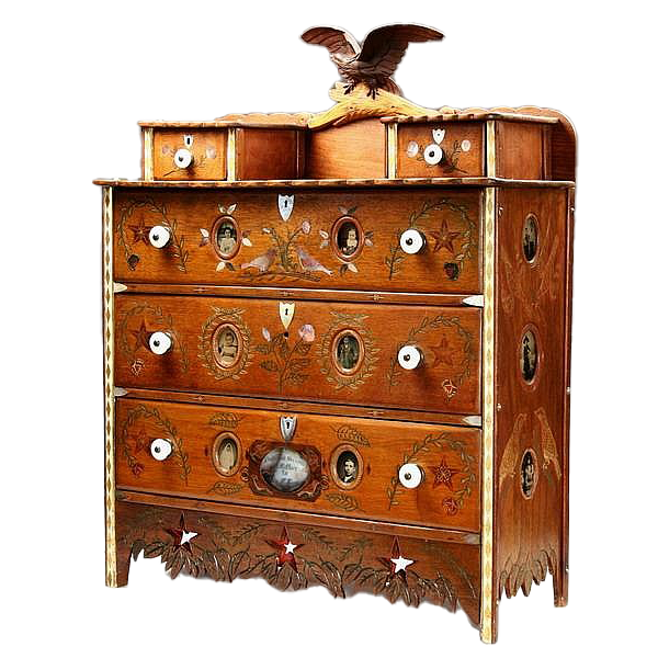 Folk Art Child's Chest Walnut A Seaver 1867