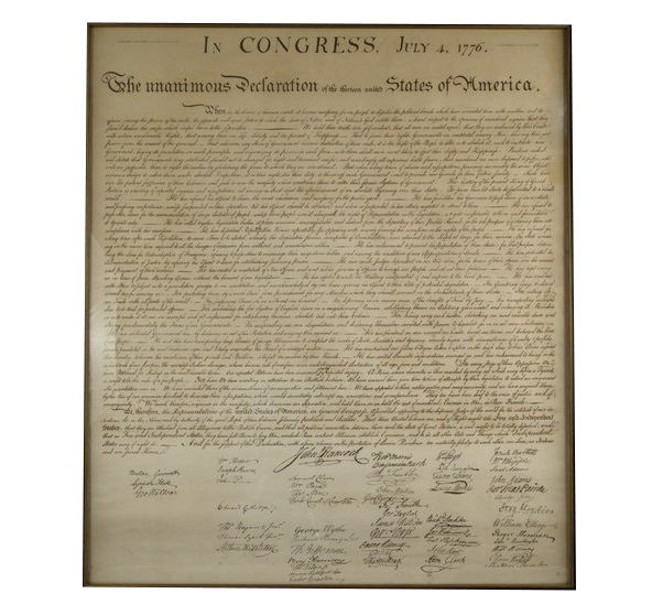 ORIGINAL STONE'S FACSIMILE OF THE DECLARATION OF INDEPENDENCE, PRINTED BY ORDER OF JOHN ADAMS IN 1823