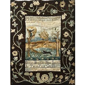 Rare Boston Sampler 1781 Bentley Silk on Canvas
