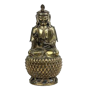 Early Chinese Gilt Bronze 2-Part Buddha on Base