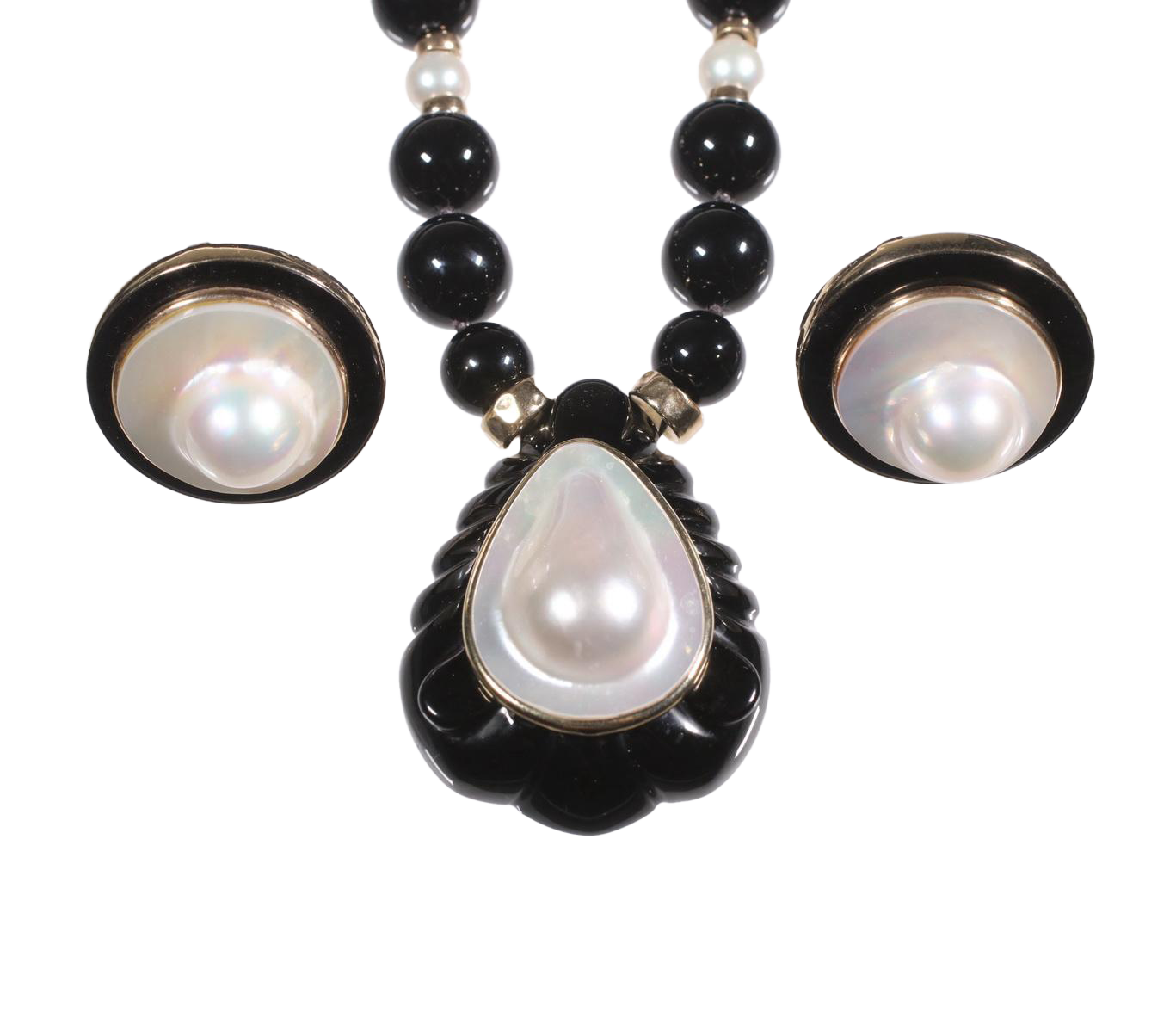 Black Opal & Pearl Jewelry Set
