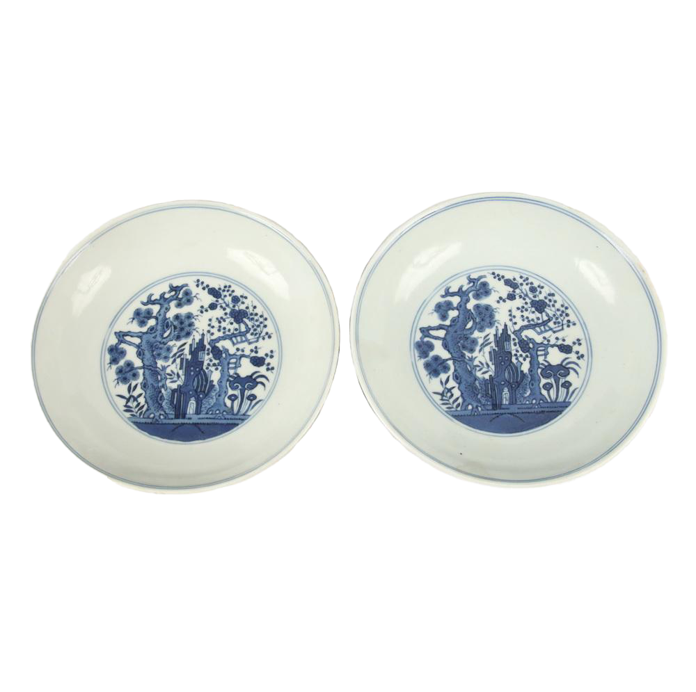 PAIR CHINESE BLUE & WHITE PORCELAIN BOWLS