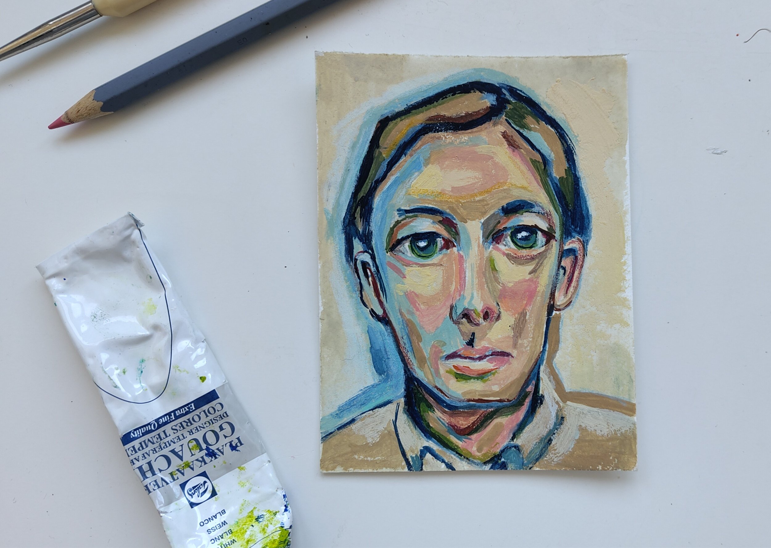 Klein portretje in gouache op papier (2024)