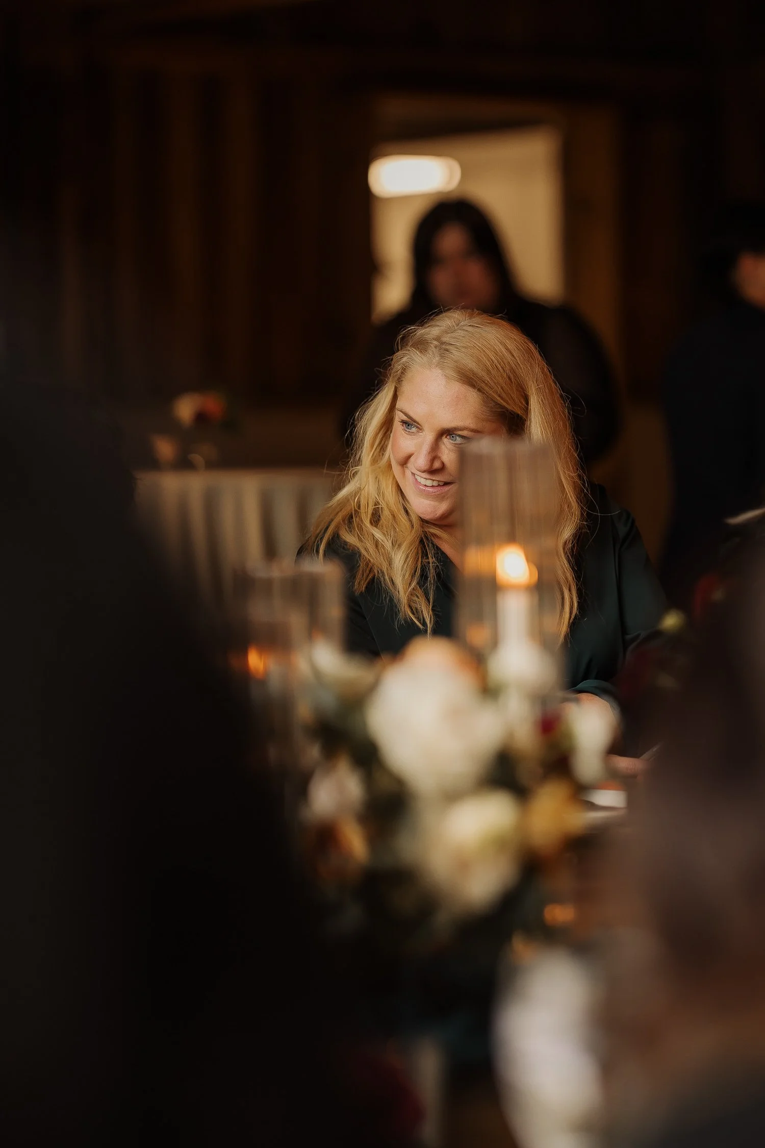 Women at lunch at Collective Vow with candle and calm setting