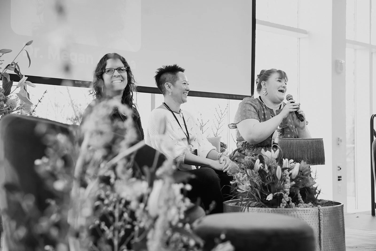 Wedding industry speakers leading a panel at the Collective Vow conference.