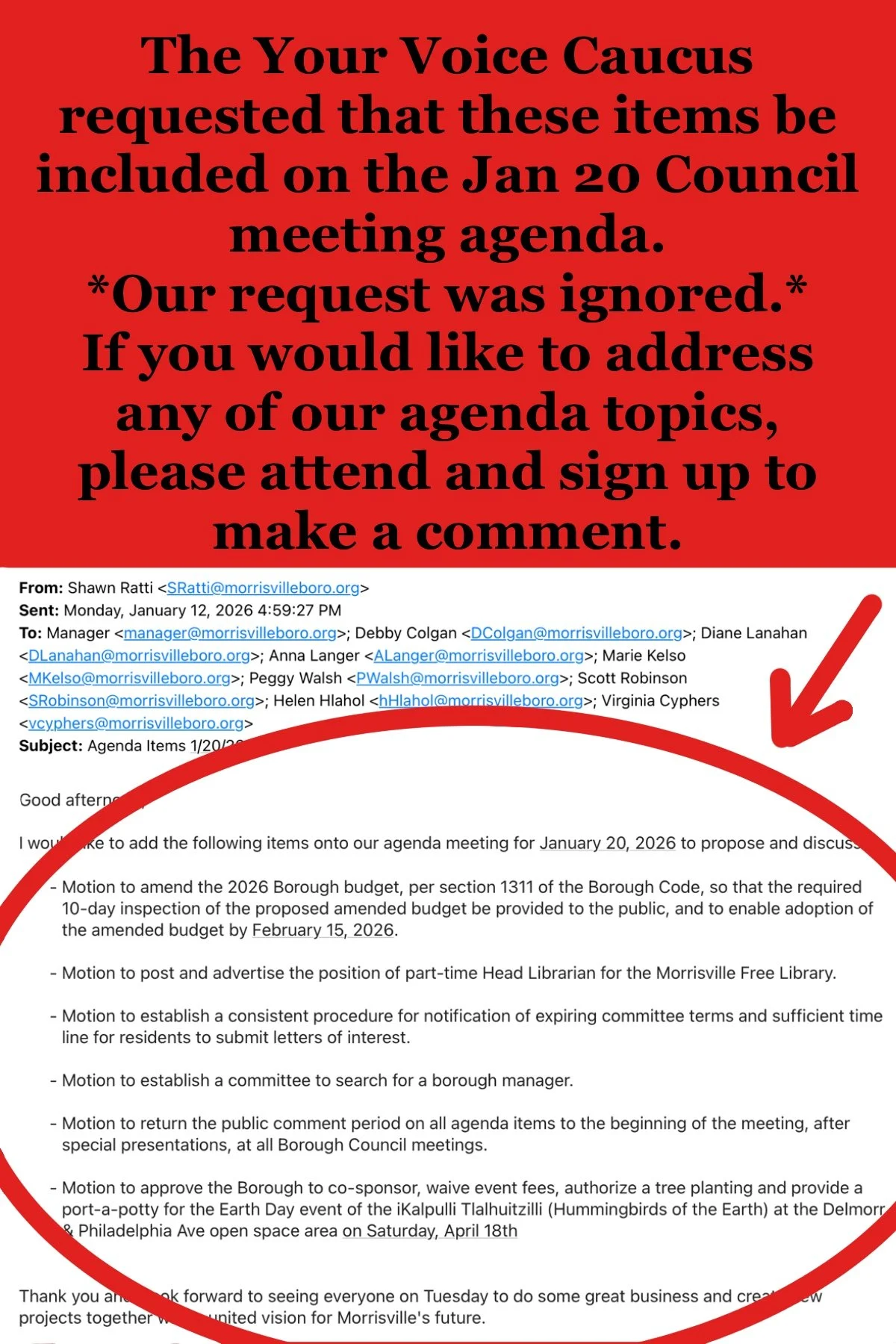 Missing Agenda Items Jan 20