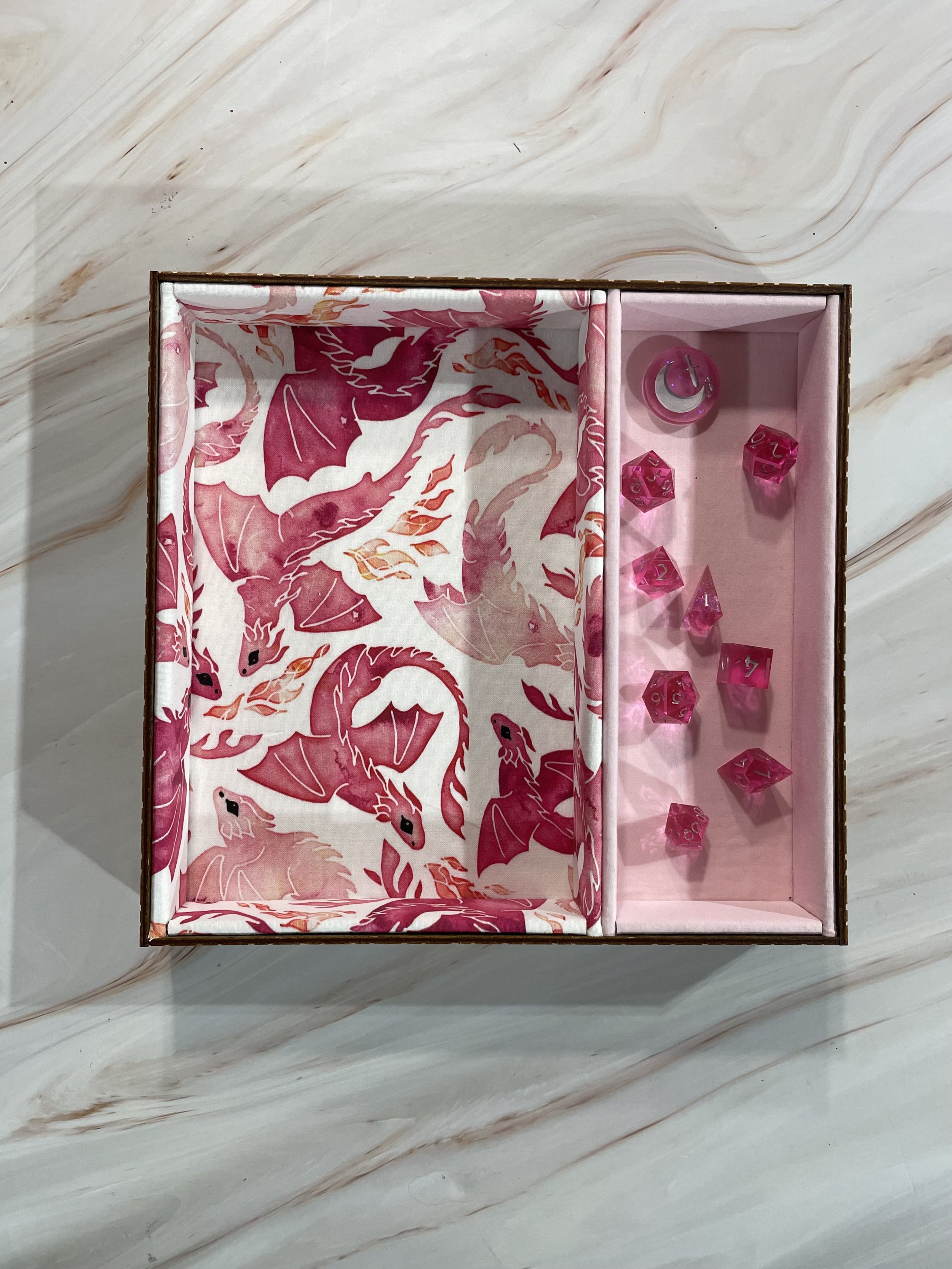 Dancing Dragons (pink) Double Dice Tray