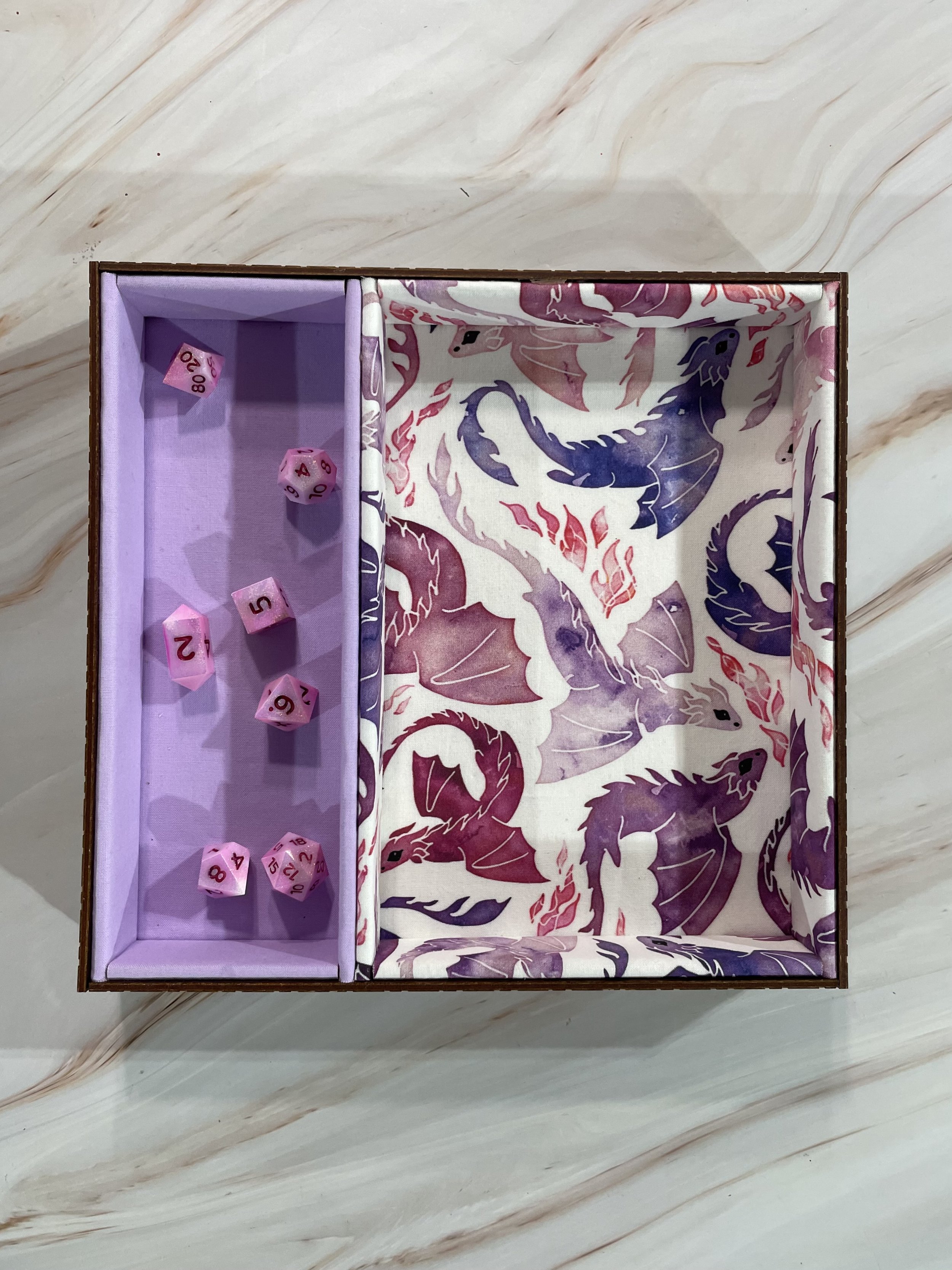 Dancing Dragons (lavender) Double Dice Tray