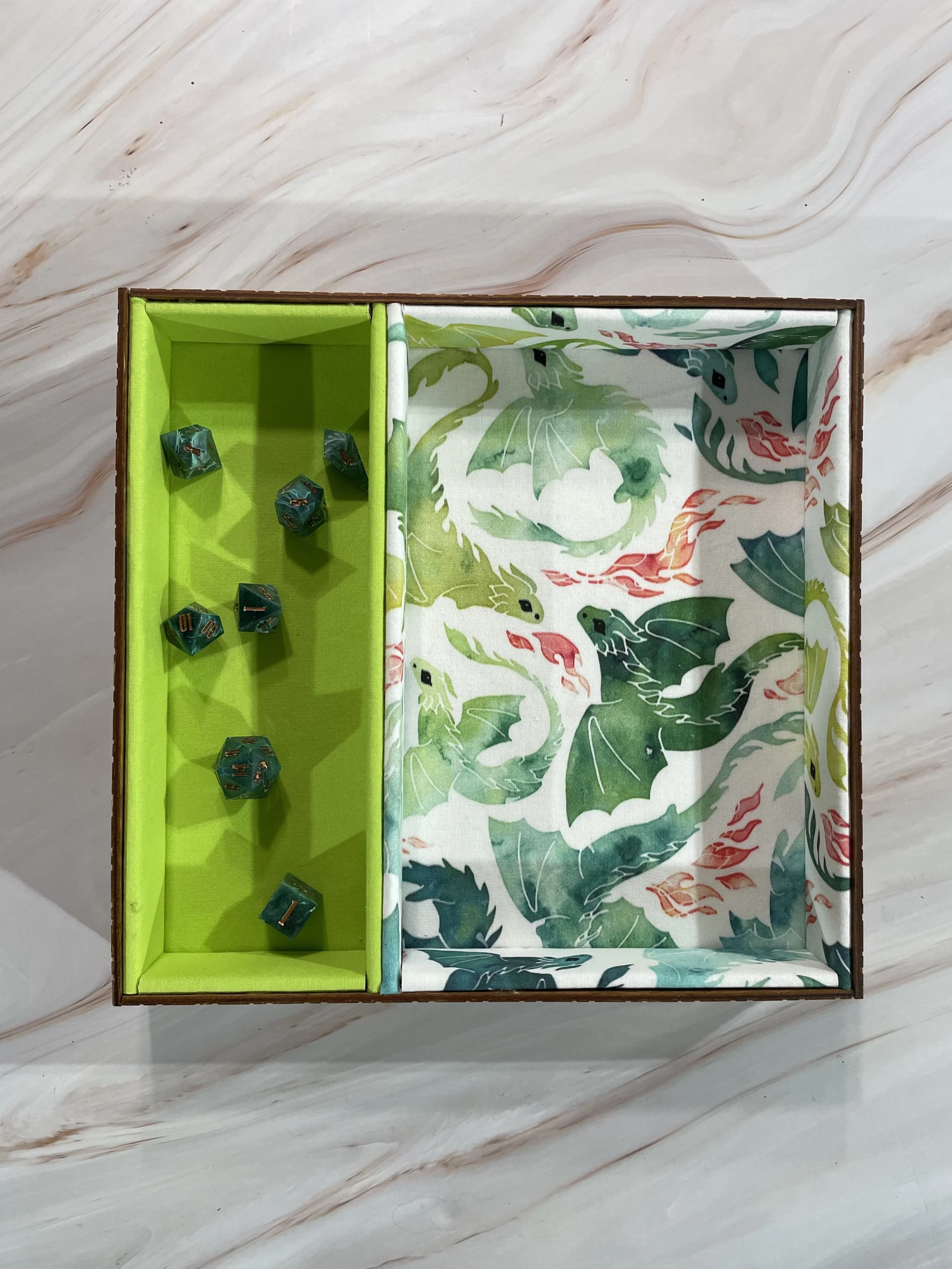 Dancing Dragons (Green) Double Dice Tray