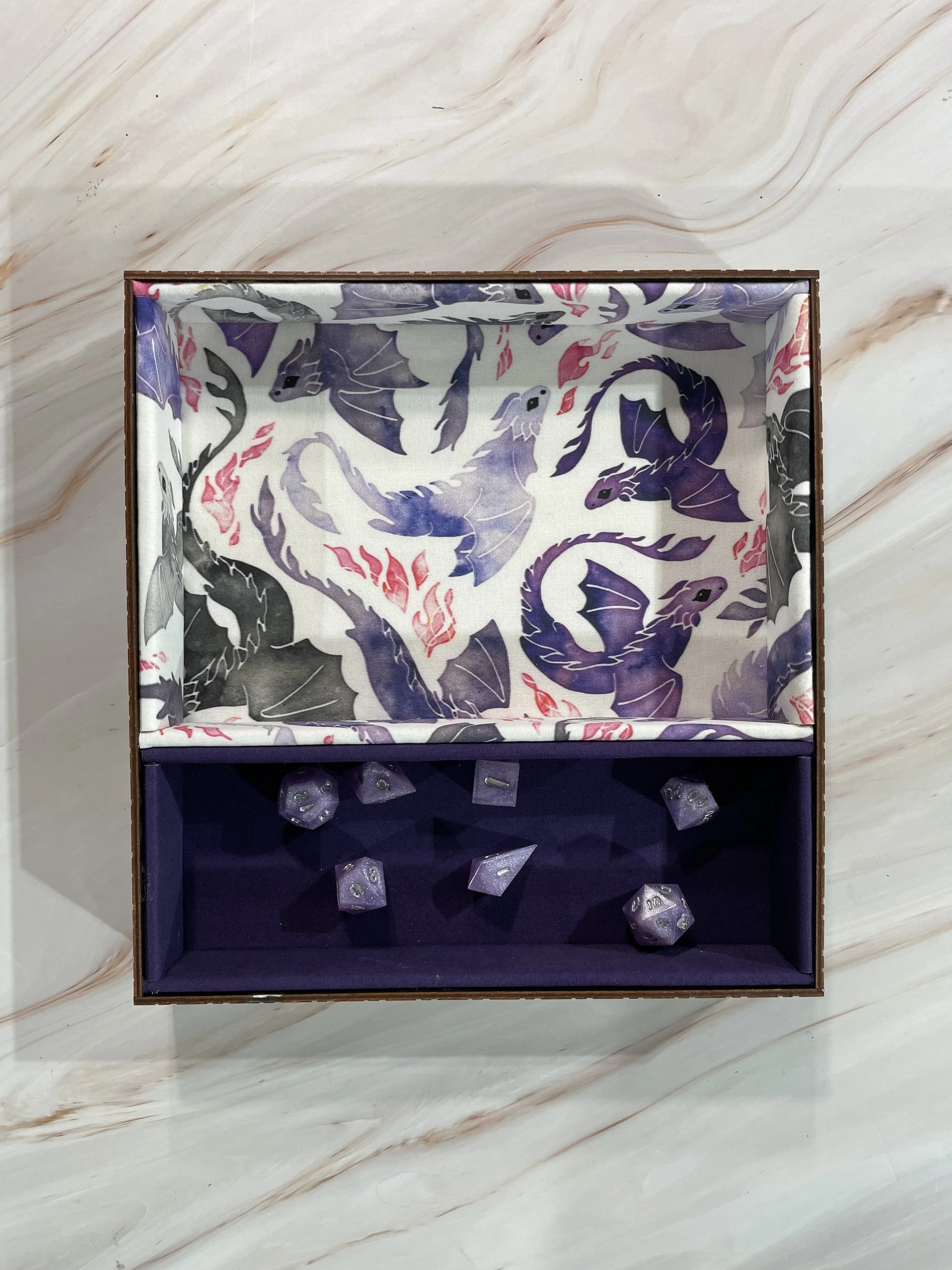 Dancing Dragons (purple 1) Double Dice Tray