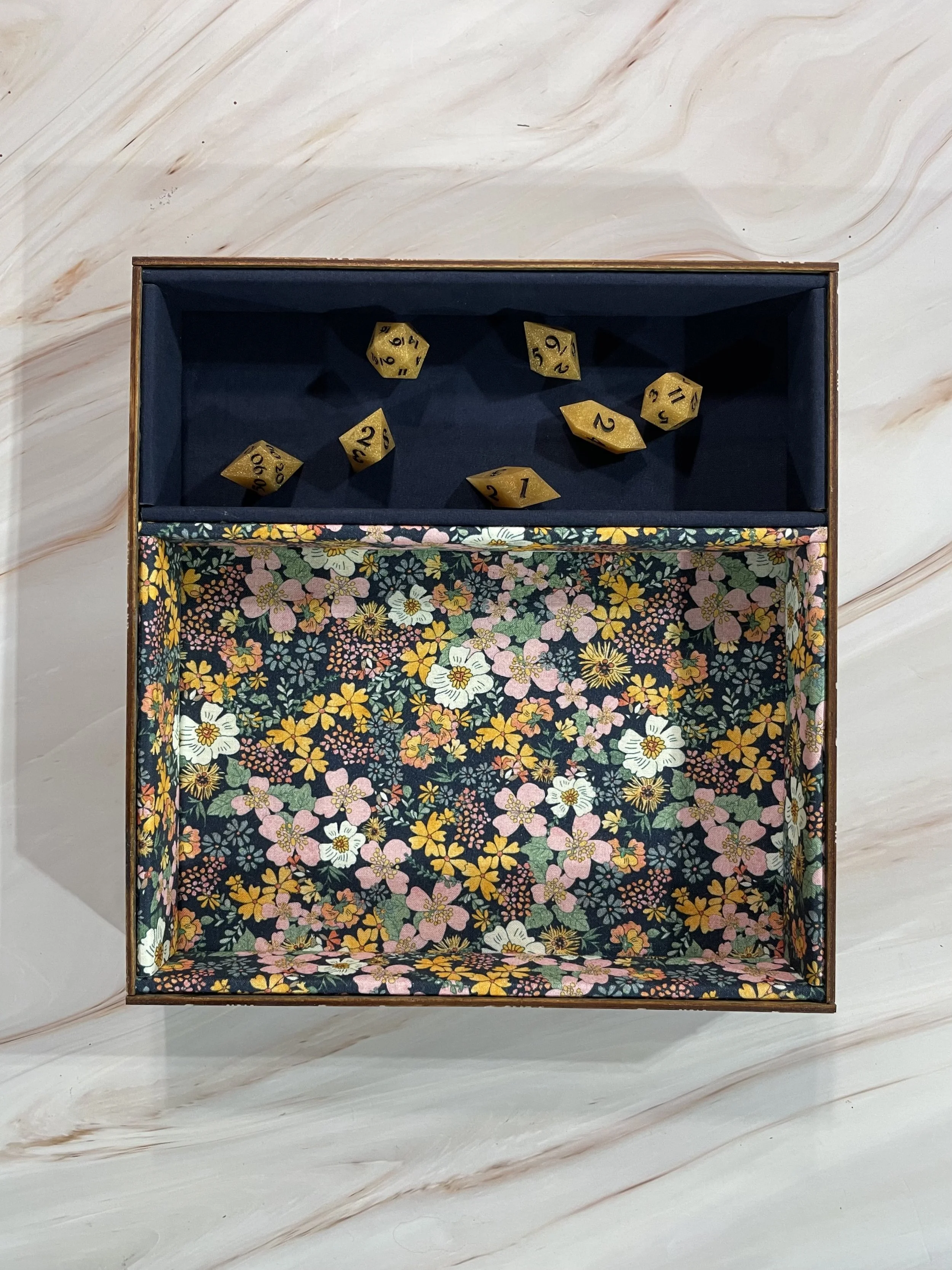 Fairy Flowers (navy) Double Dice Tray