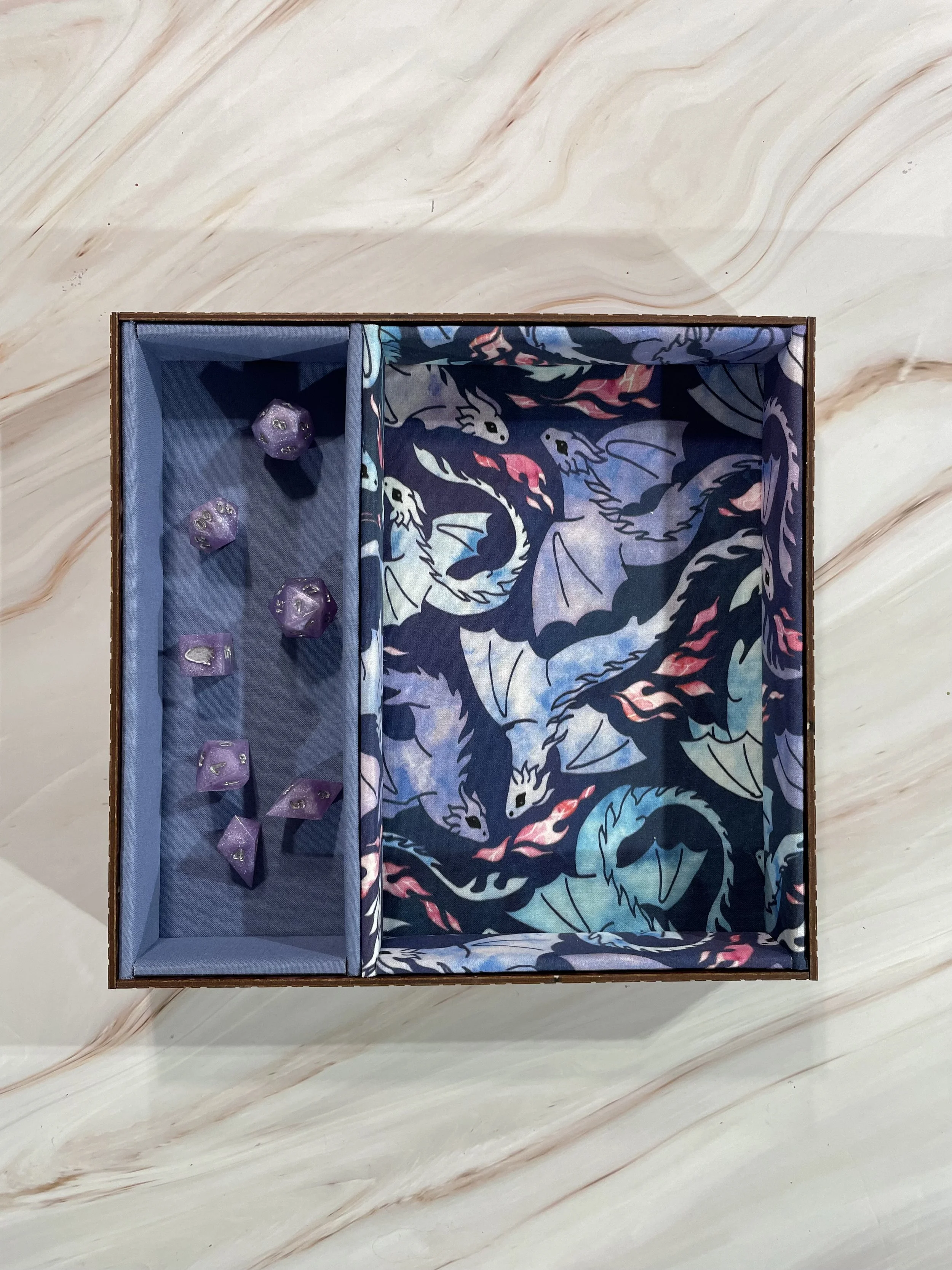 Dancing Dragons (blue and purple) Double Dice Tray