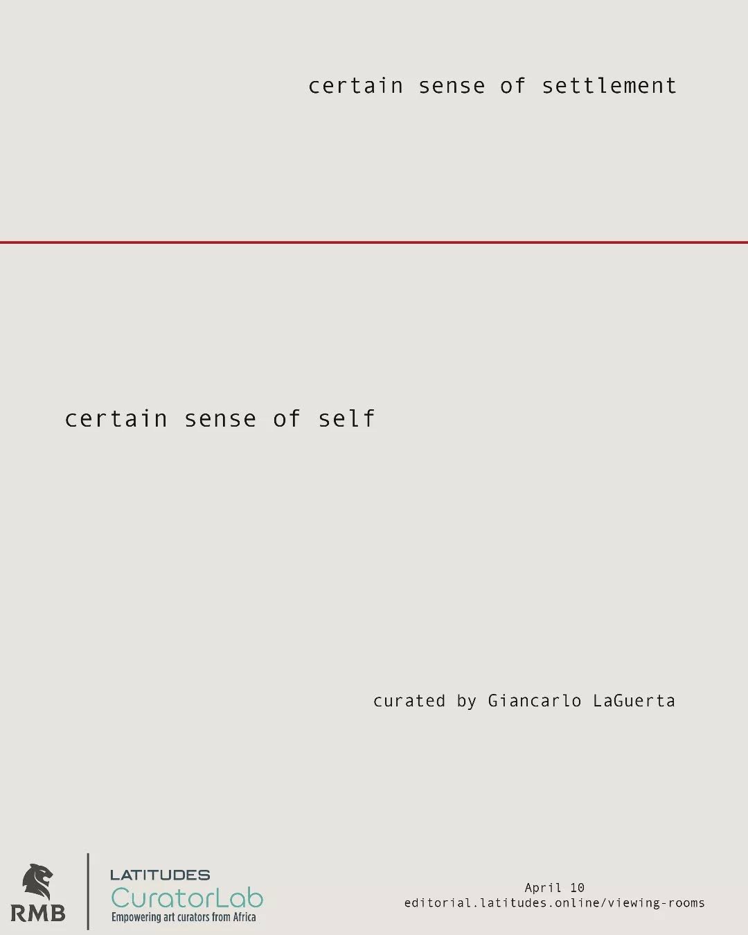 Excited to announce my sophmore curatorial project, Certain Sense of Self, Certain Sense of Settlement. Join me on @latitudes.online starting April 10th for this online exhibition marking the end of my RMB Curatorlab 2024 residency. Grateful for the 