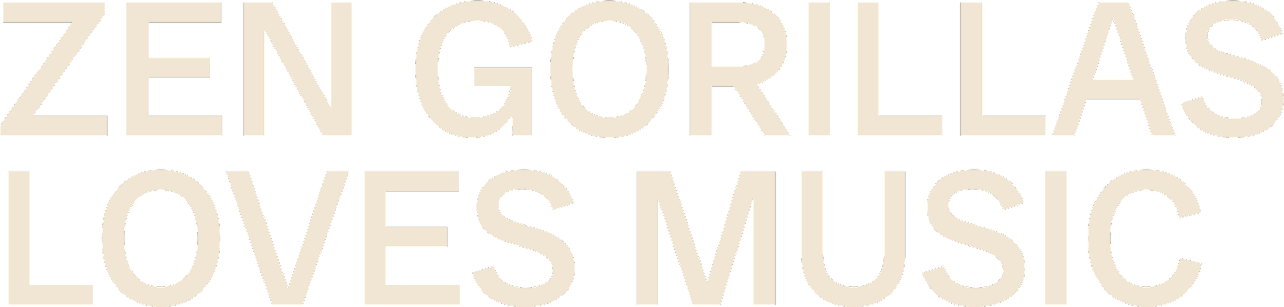 Text with large letters reading 'ZEN GORILLAS LOVES MUSIC'.
