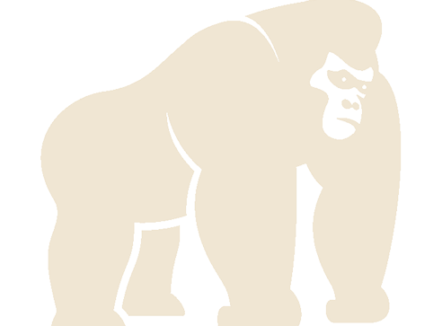 Silhouette of a gorilla in a standing position facing left