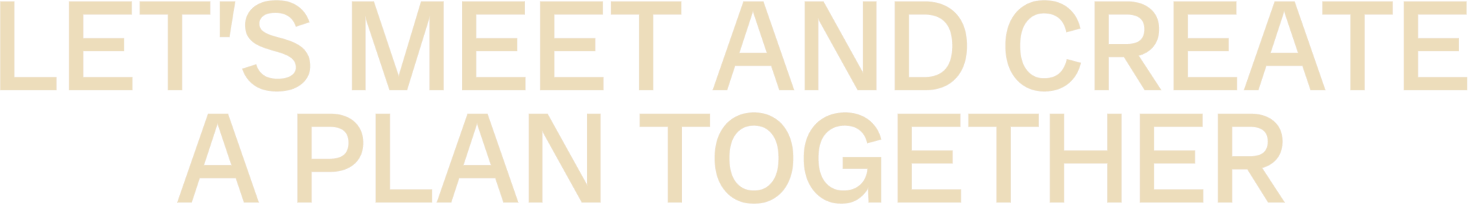 Text on black background reading "LET'S MEET AND CREATE A PLANT TOGETHER" in large, beige font.