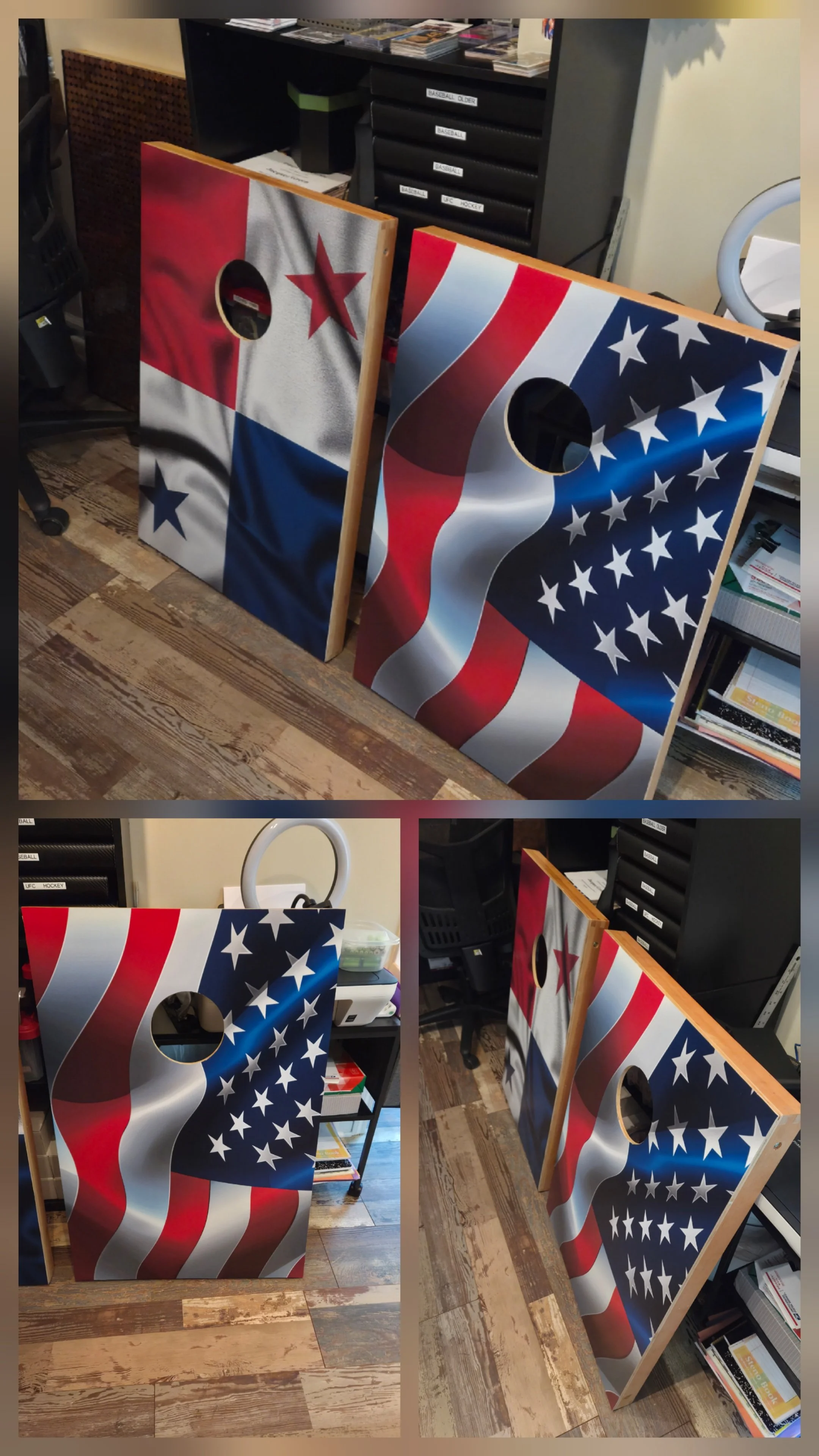 American/Panamanian Flag Cornhole Boards