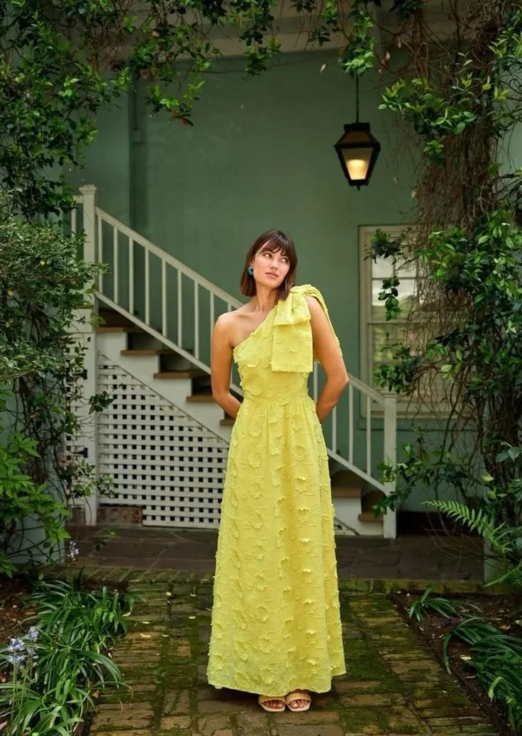 Caroline Gown Hot Yellow 3-D Floral Cotton.jpeg