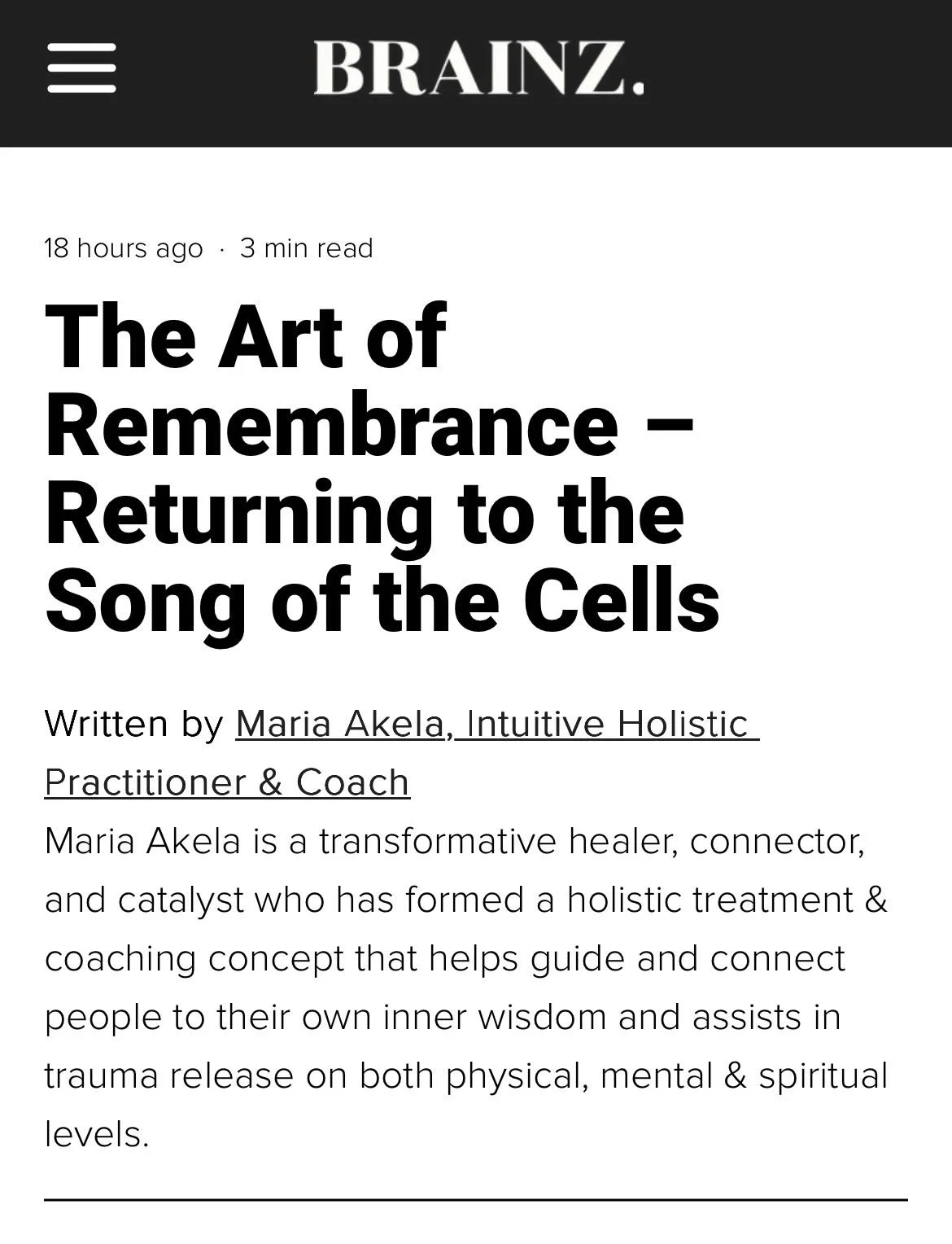 N E W  A R T I C L E  is out peeps!! 🤩 

You'll find link in bio for both this article and for all the other ones too! 

"The Art of Remembrance - Returning to the Songs of the Cells" 
It's not about learning to become something new - it's