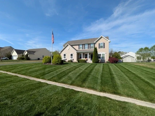 completed mowing service in Stonewater Creek neighborhood, Millsboro, DE
