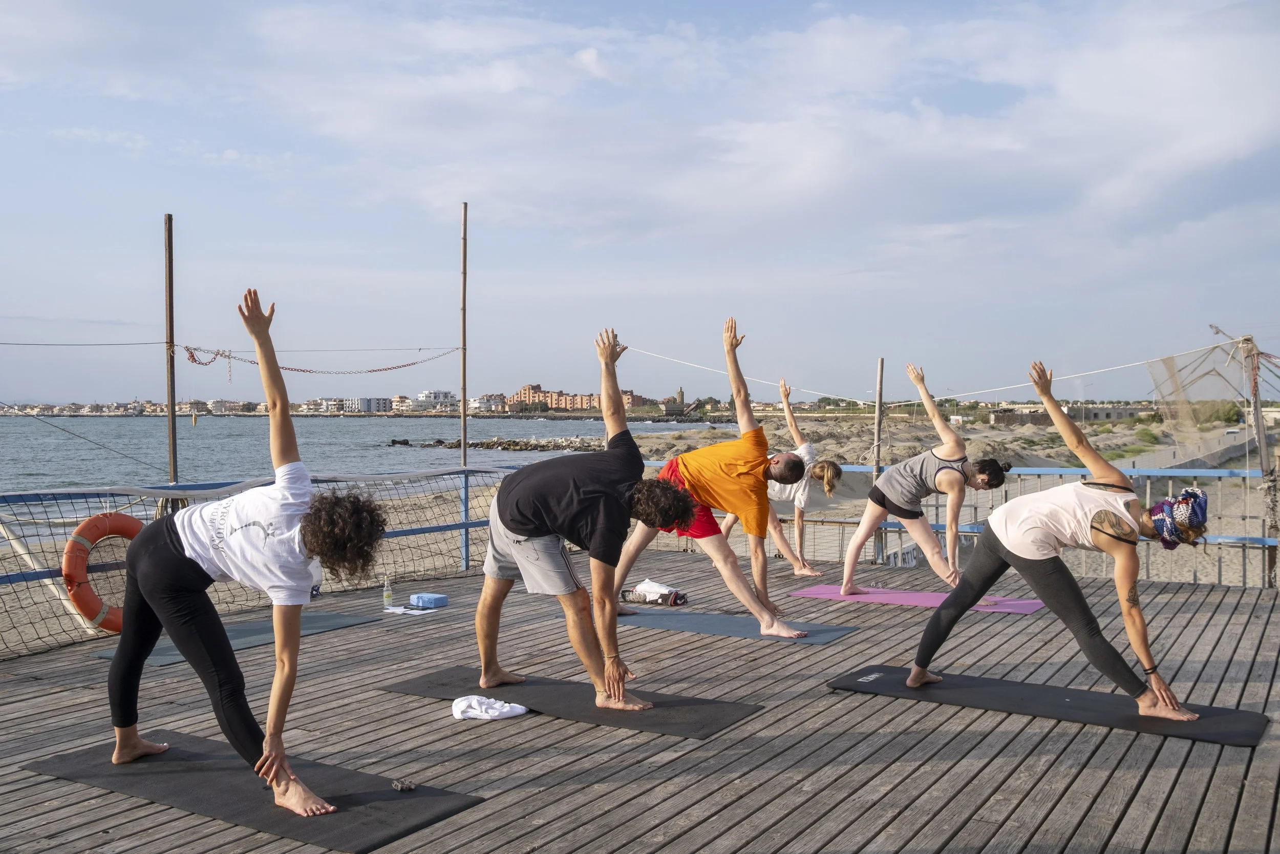 Yoga session, construction site area, 2025
