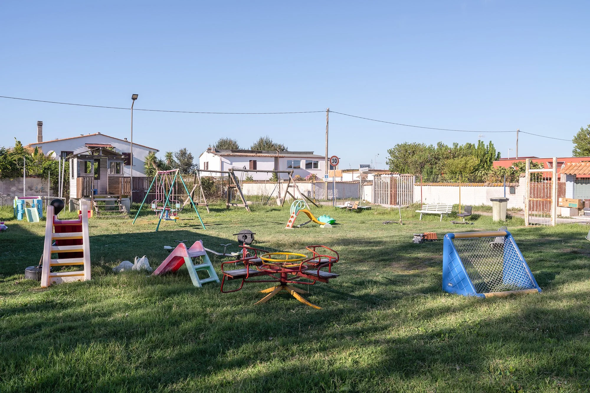 A children's playground set up by local residents in Passo della Sentinella, 2026