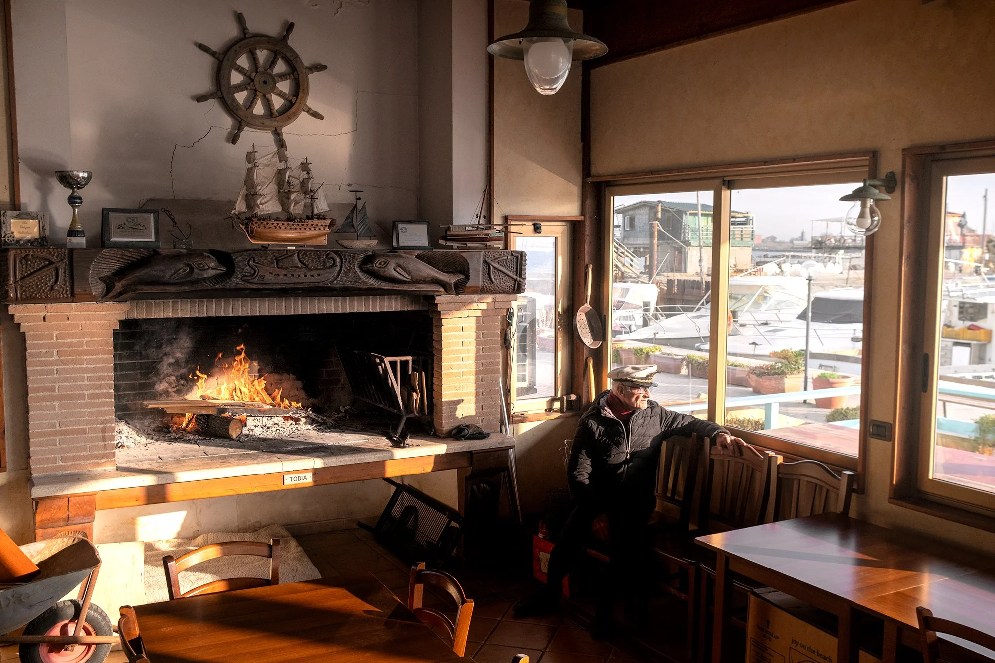 ‘Barrucca’, fisherman, in the inner room of Porticciolo, 2024