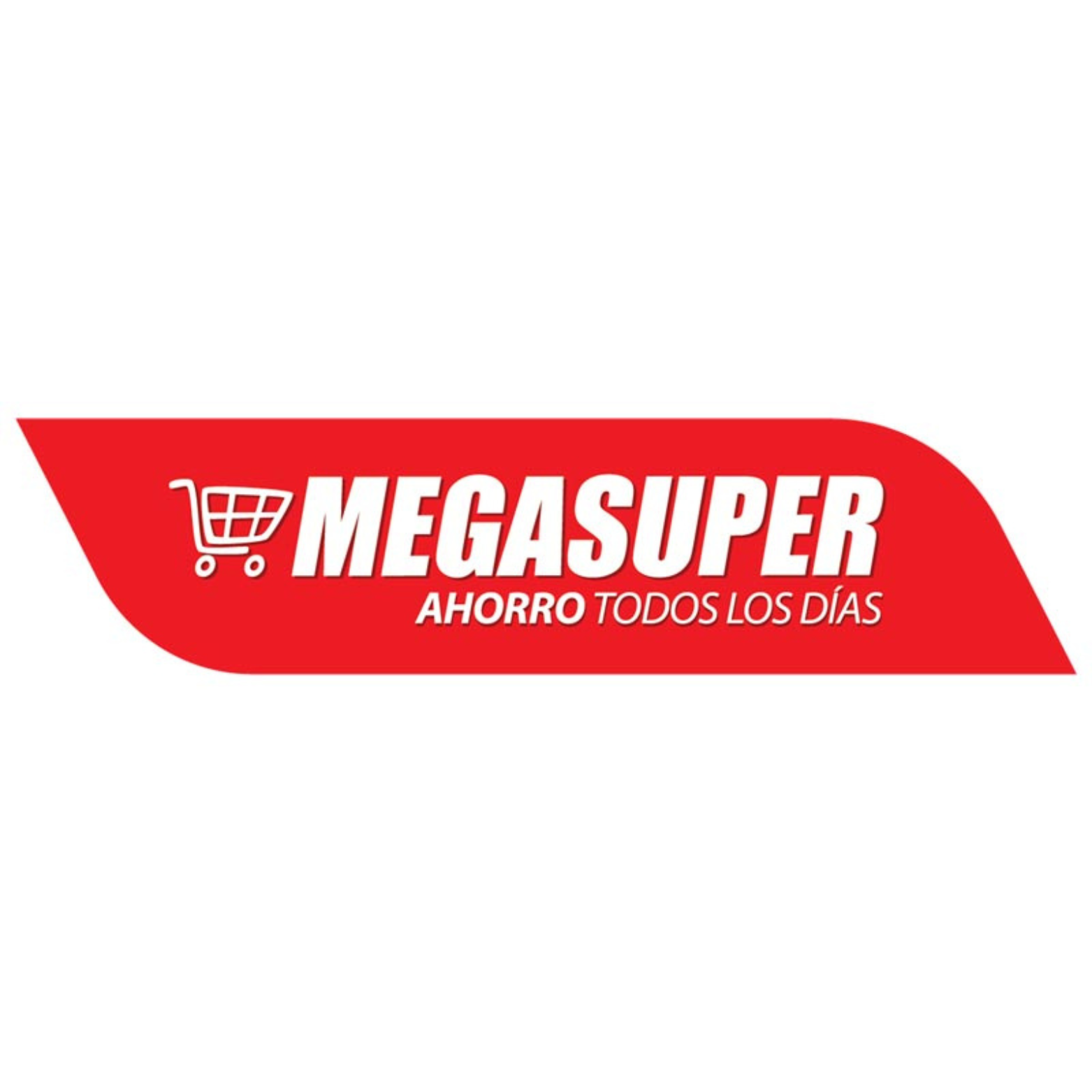 Logo of "Megasuper" with a shopping cart icon and the Spanish text "Ahorro Todos Los Días" on a red background.