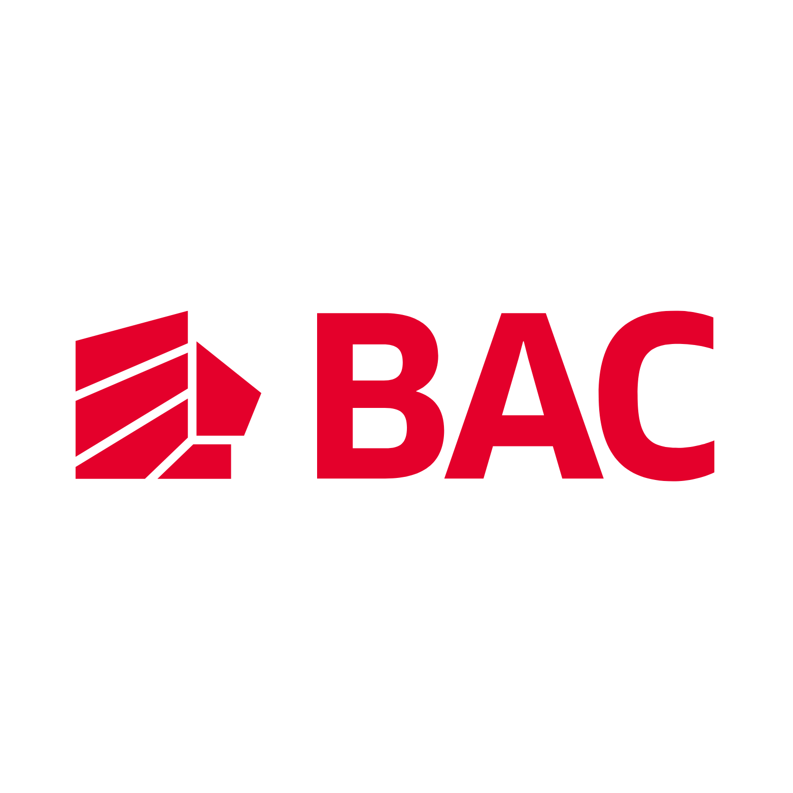 BAC logo featuring a red and white abstract building design and the letters BAC in bold red font.