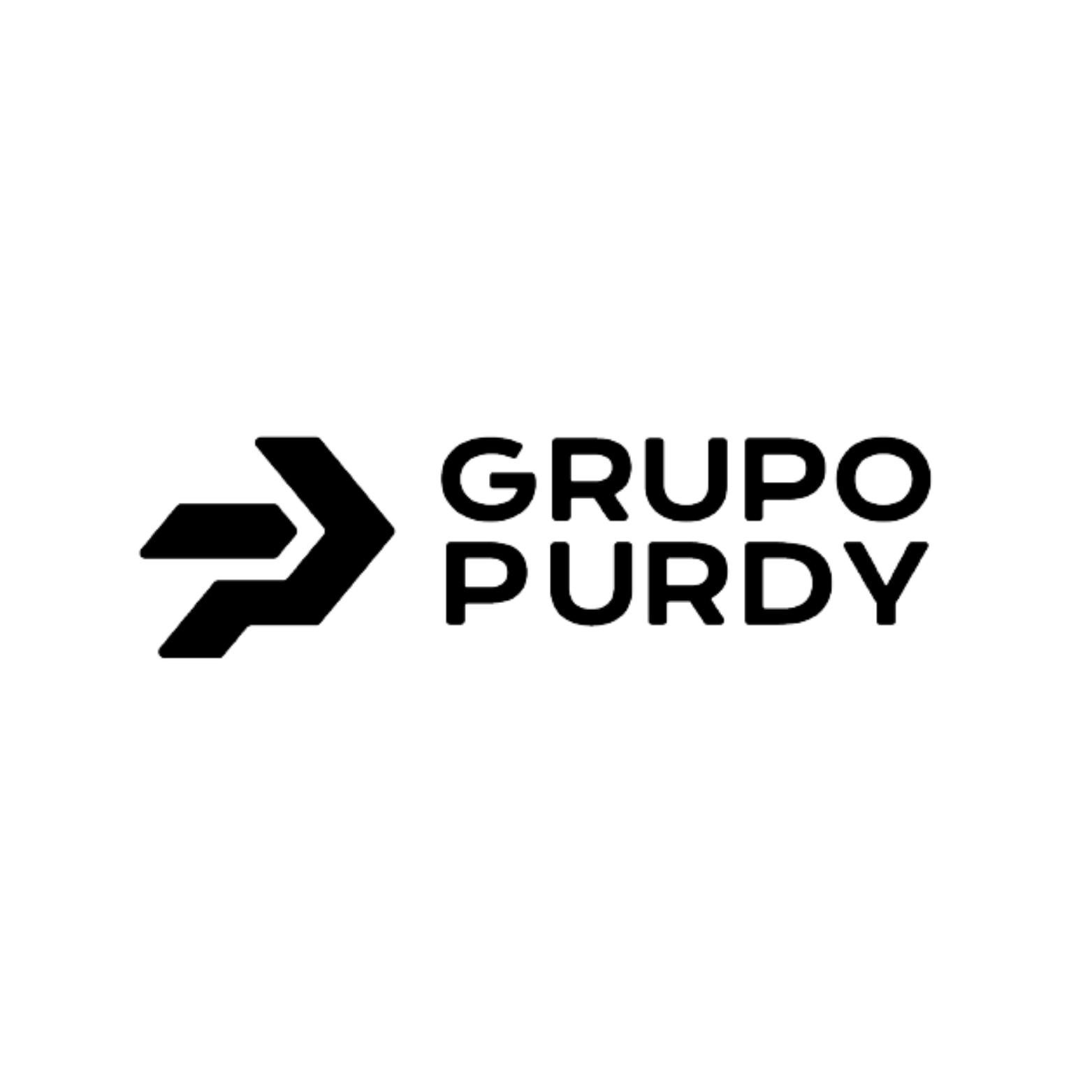 Black and white logo with stylized arrow and the text 'Grupo Purdy' in bold letters.
