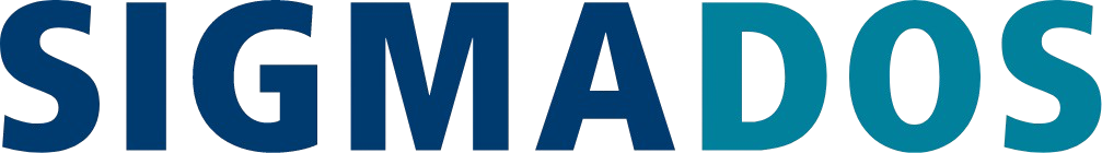 SIGMADOS logo in varying shades of blue on a transparent background.