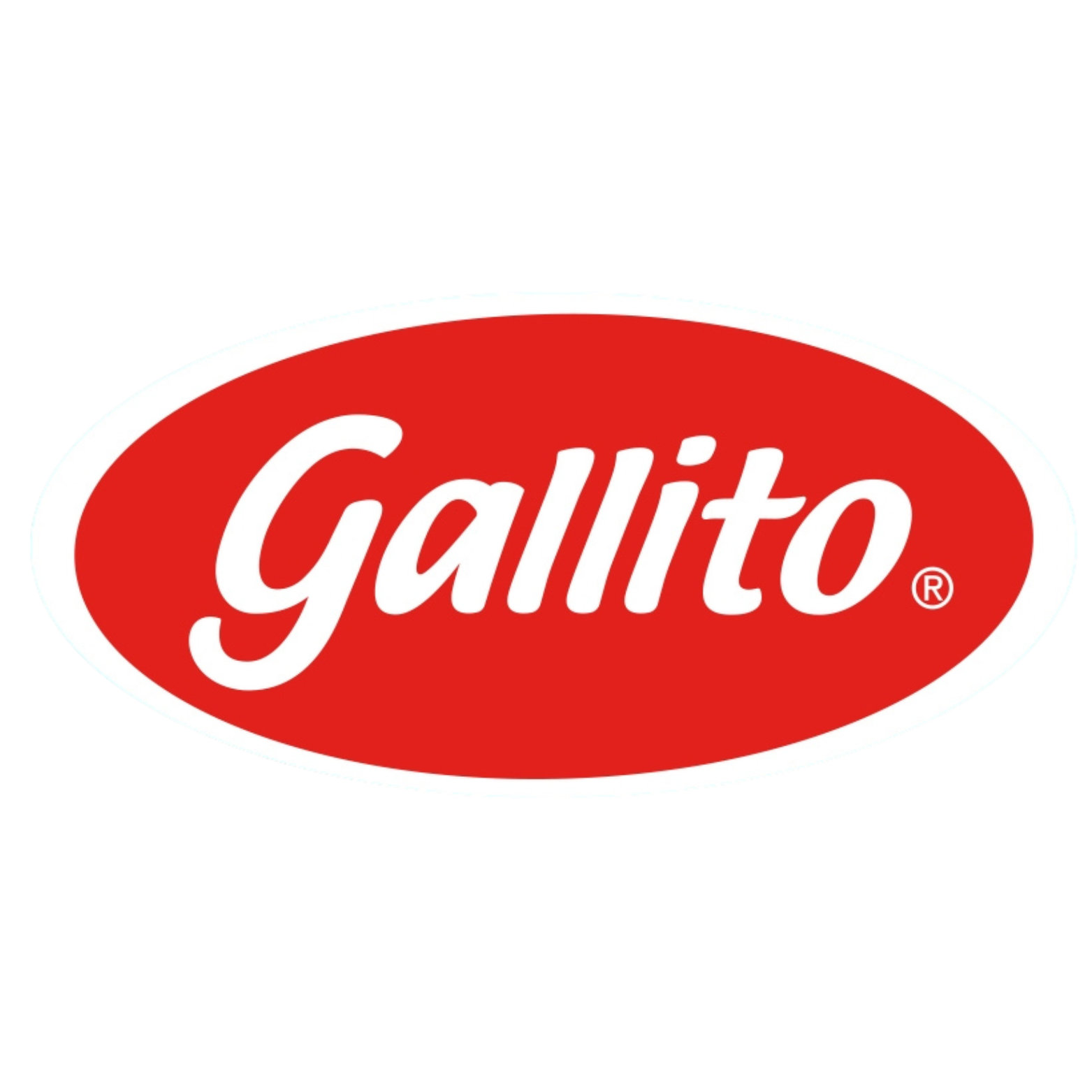 Red oval Gallito logo with white text on a black background.