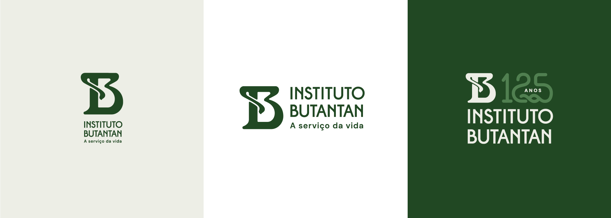 Instituto Butantan logo featuring the words "In the service of life" alongside a 125th-anniversary celebration.