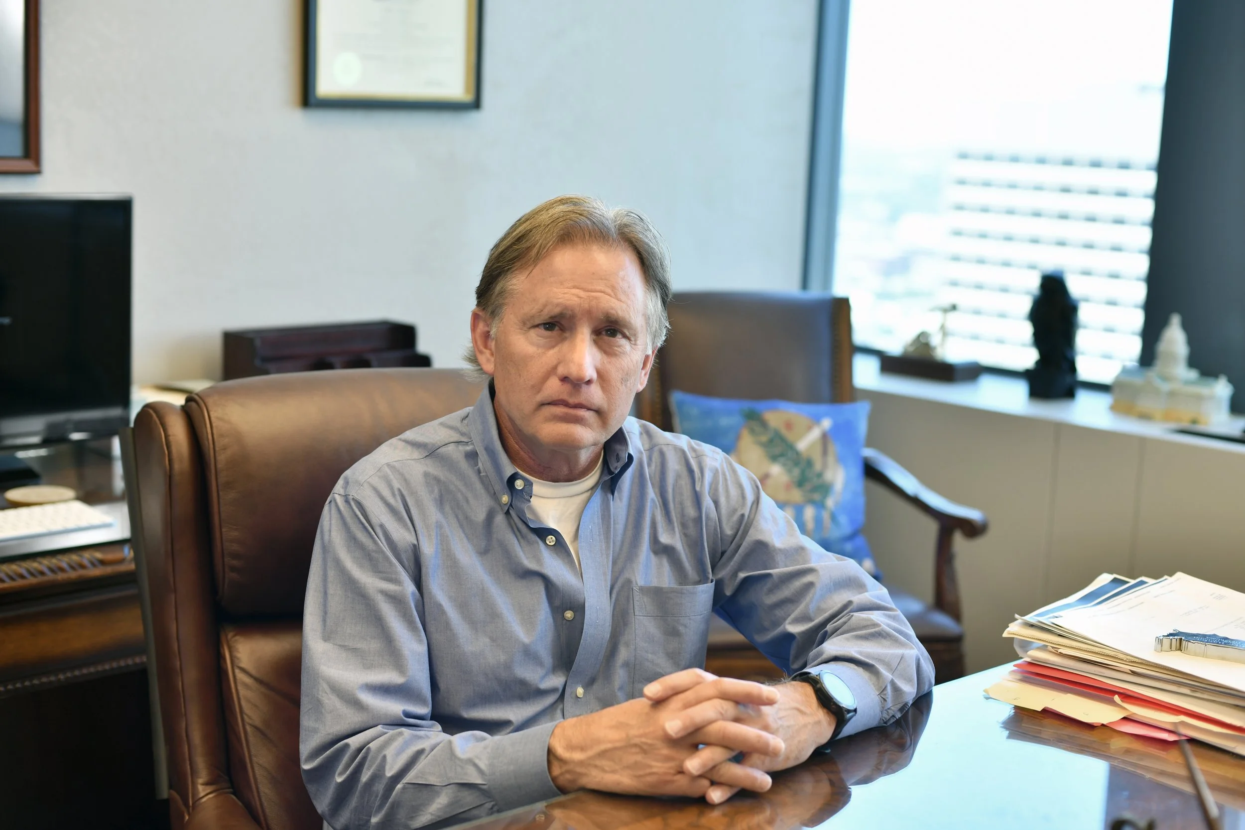 Mike Hunter at his desk.