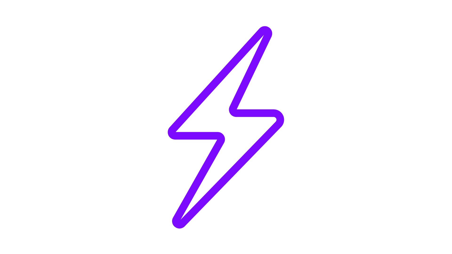 A purple neon lightning bolt icon in the center of a black background.