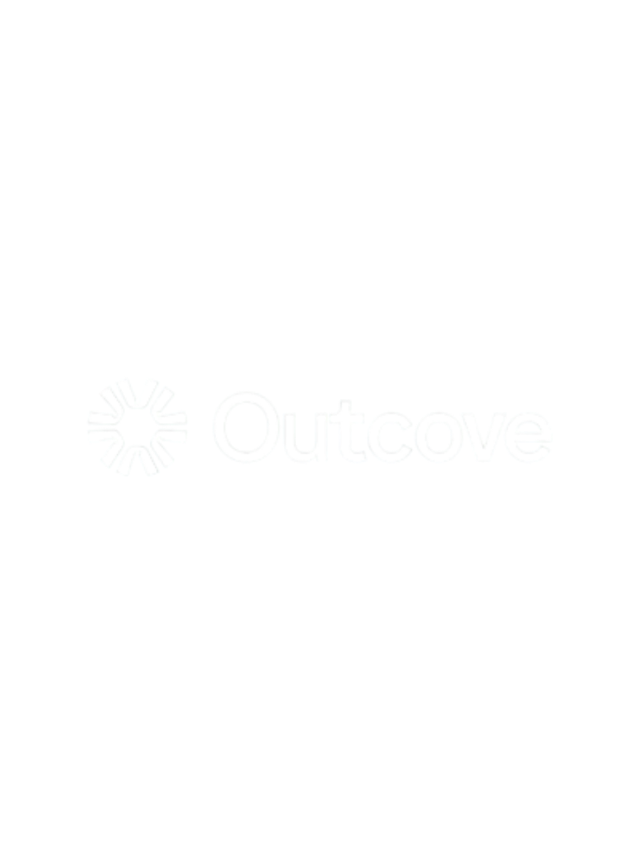Outcove logo with a circular icon composed of small lines and the word "Outcove" next to it, on a black background.