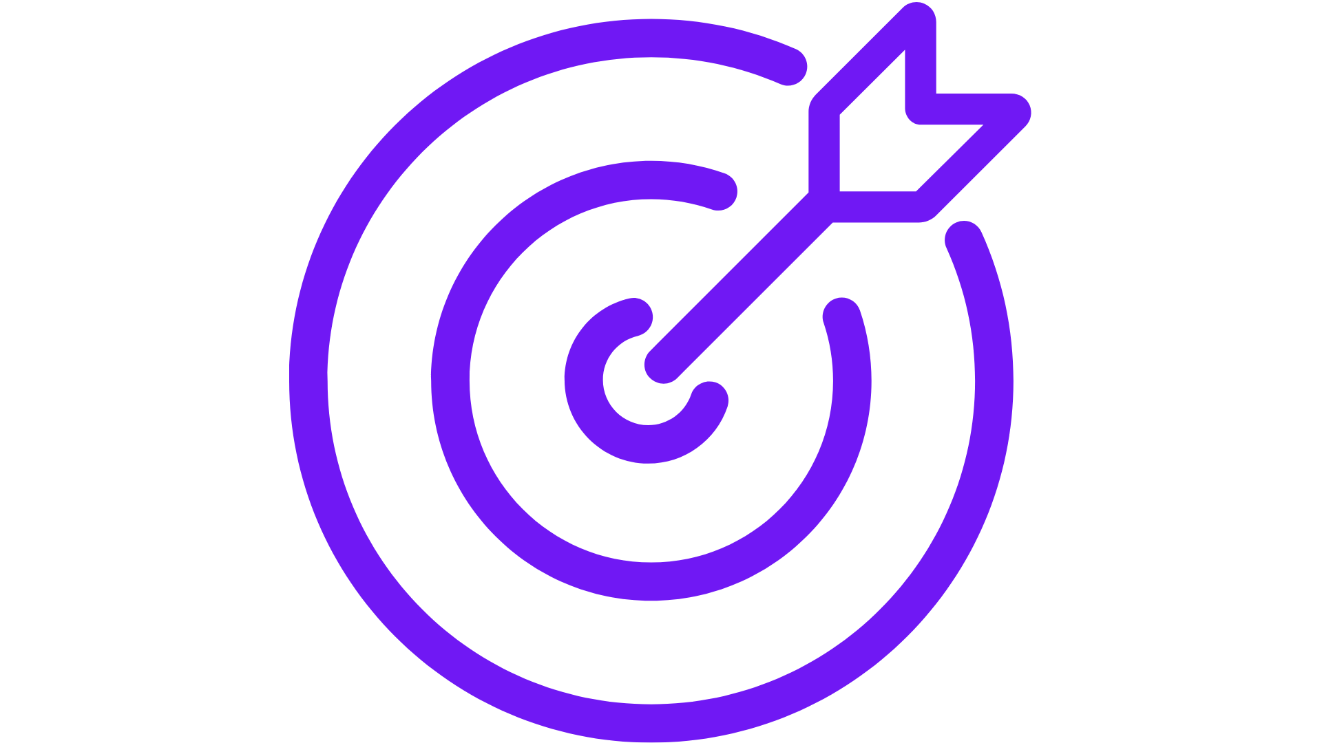 Purple outline of a target with an arrow hitting the center.