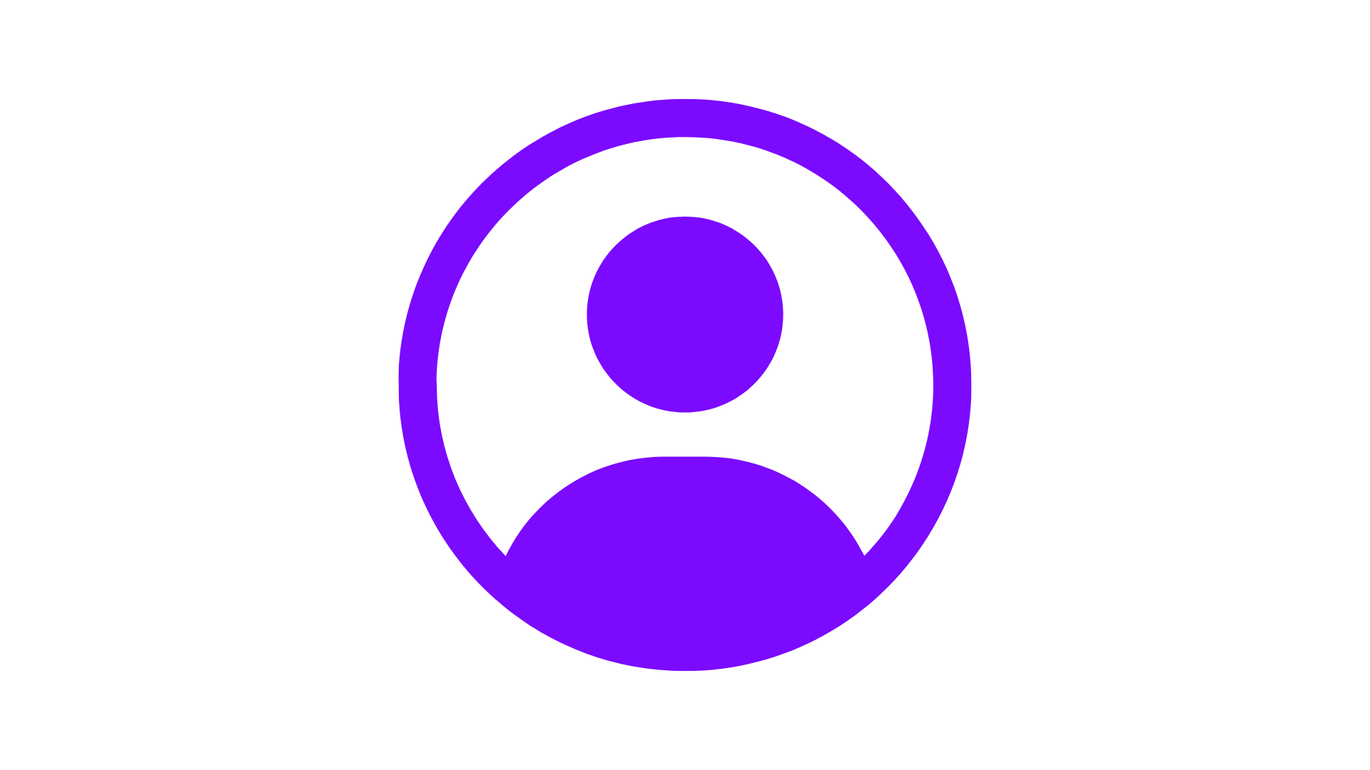 A purple outline of a person icon on a black background.
