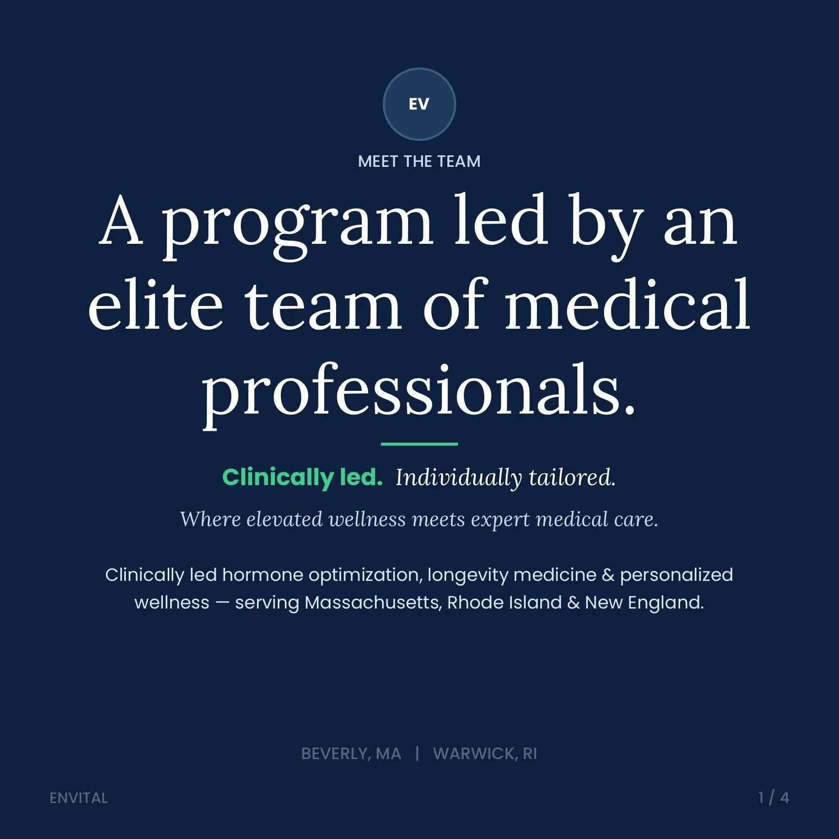Meet the team behind EnVital &mdash; where longevity, hormone optimization, peptides and individualized medicine come together.

Medical expertise. Personalized care. Individually tailored. Elevated wellness, designed around you.

📍 Beverly, MA | Wa