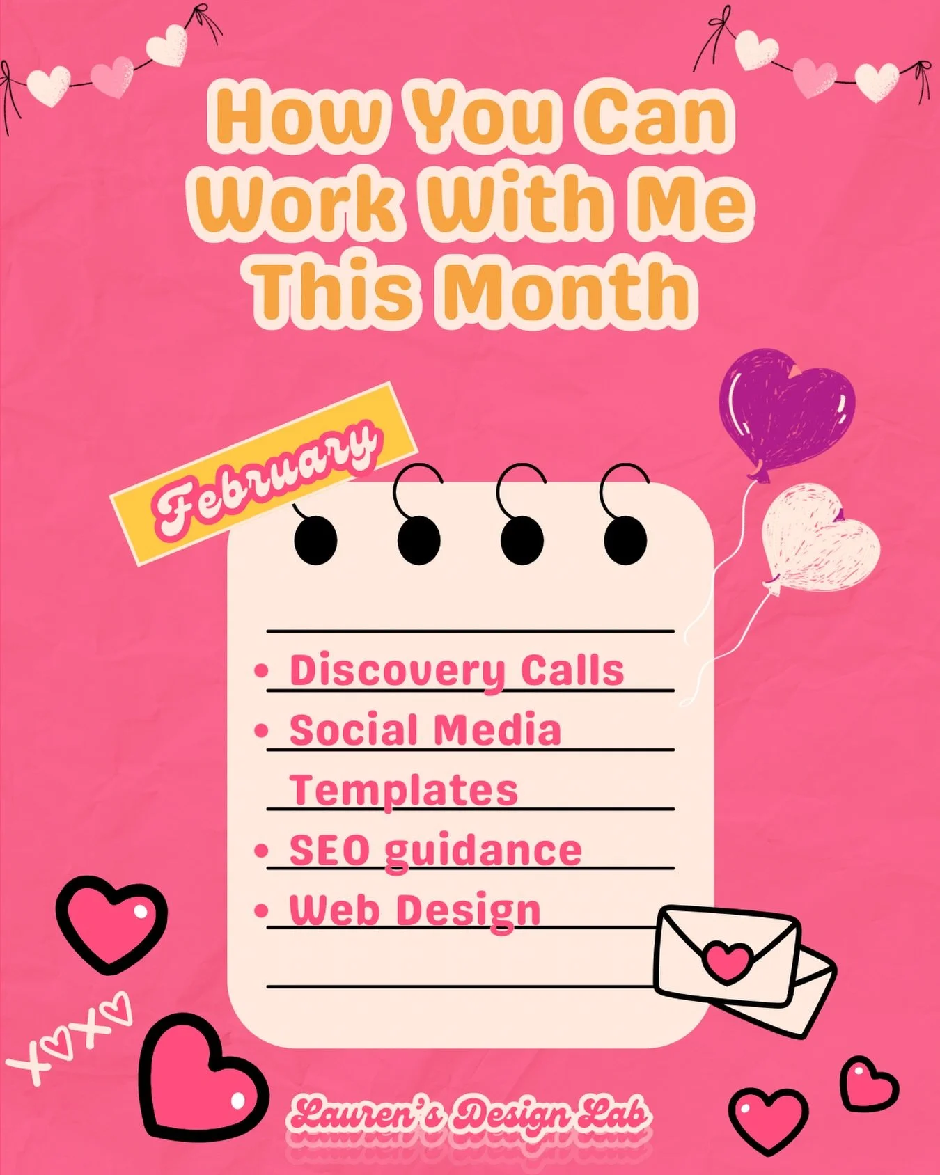 💕 Hello February! 💕 

If you&rsquo;re thinking about a rebrand or need help building a brand for your new business then reach out! I love helping female owned small businesses and can help you be memorable! 🤩 

This month I can book in free discov