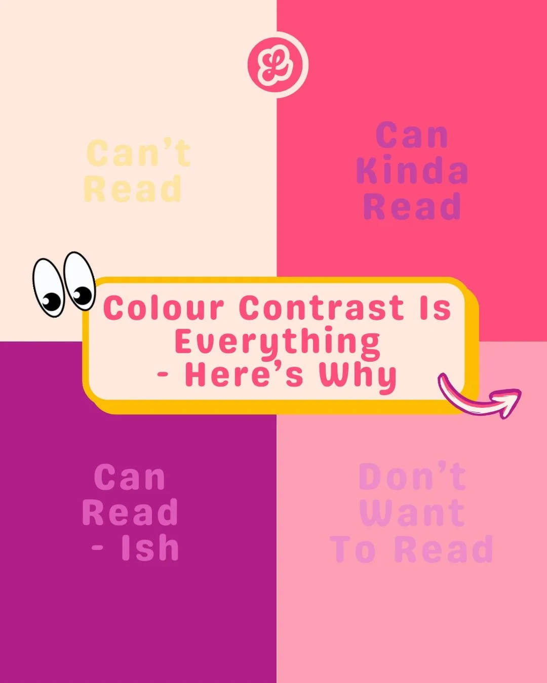 📱 So why is colour contrast so important?
Because we don&rsquo;t want our eyes to burn&hellip; simple 😂 

🎨 When choosing a colour palette, it&rsquo;s essential those colours complement and contrast eachother. We have to be able to read them and e