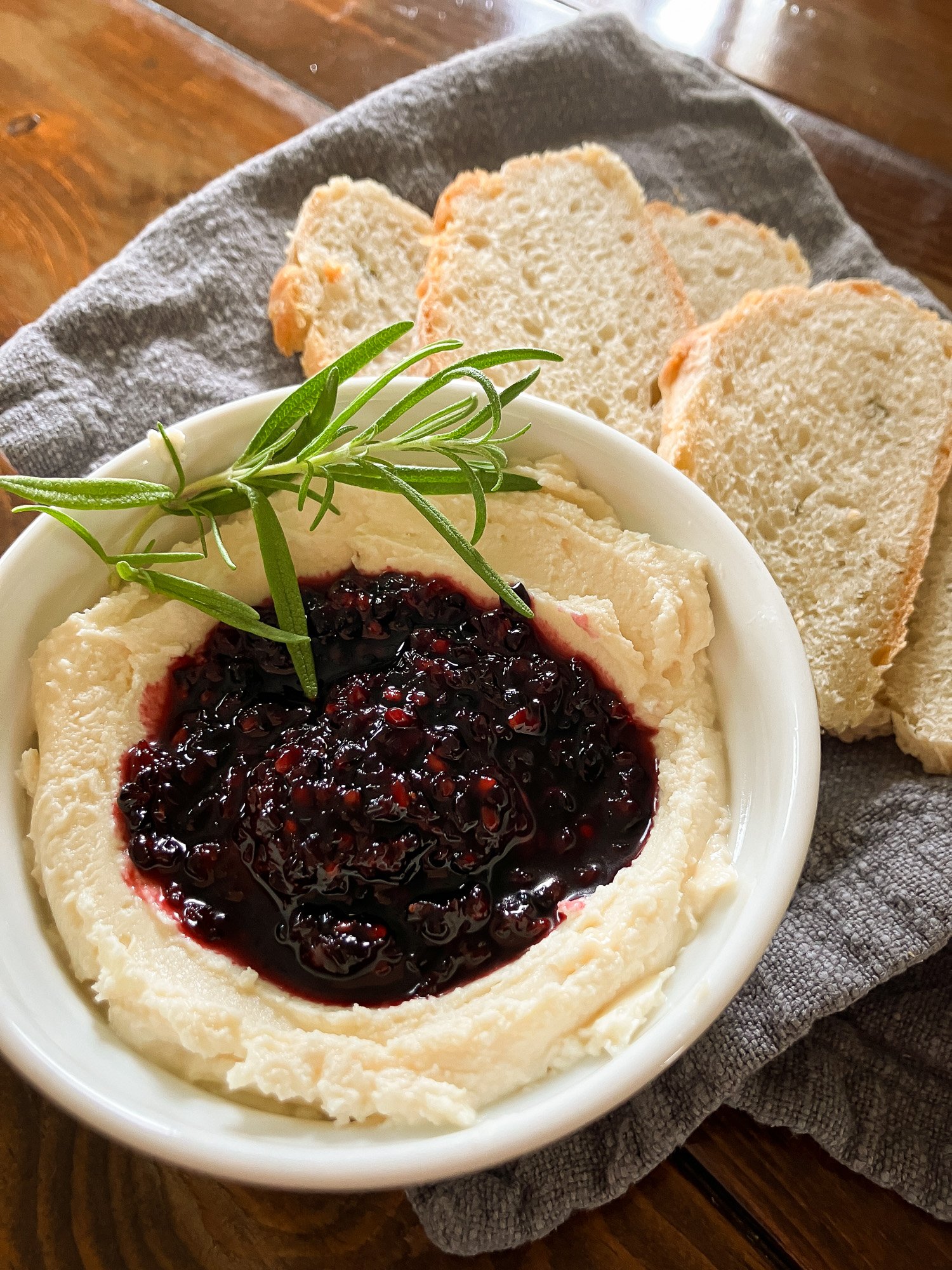 Honey Whipped Goat Cheese w/ Blackberry Compote