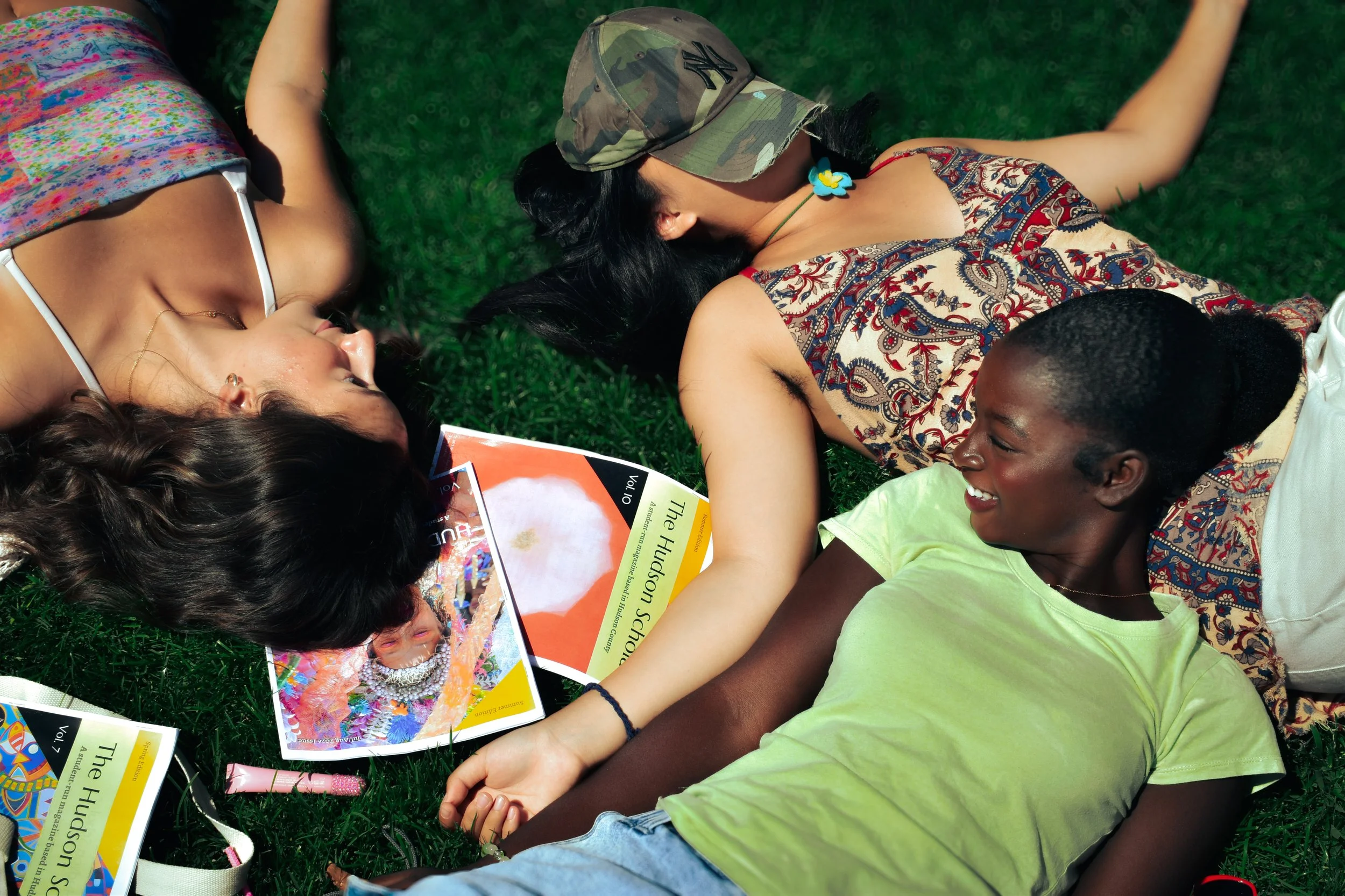 Students reading the The Hudson Scholar in Hoboken, New Jersey.