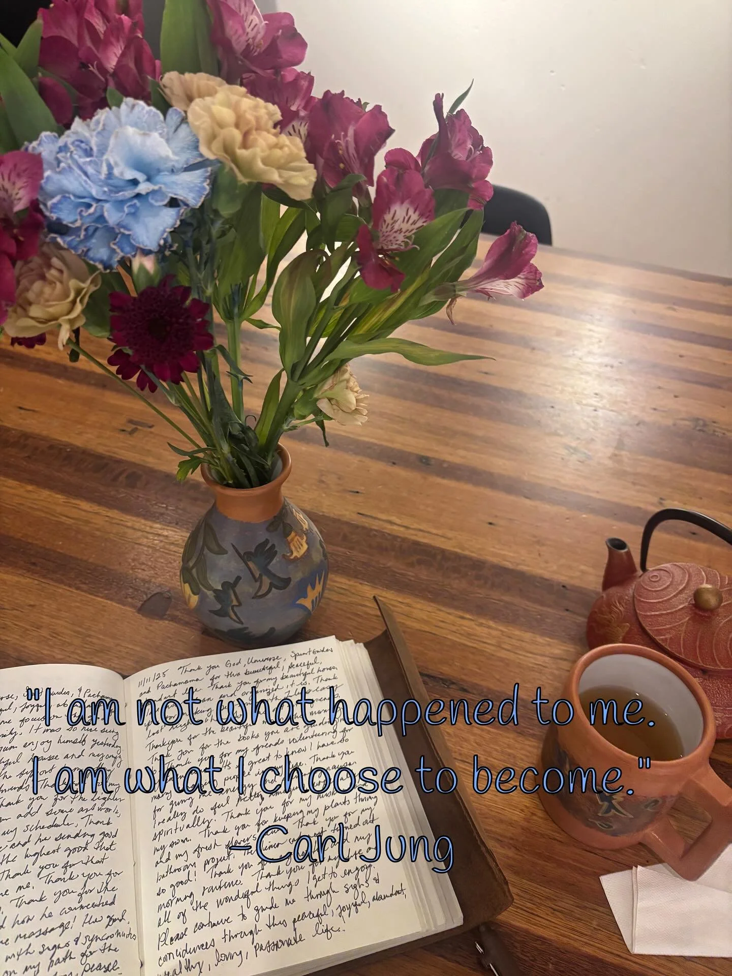 ✨ 11/11 Energy ✨
Today is 11/11 and I&rsquo;m up early, as usual, writing my gratitude. When I opened my phone this morning, this quote by Carl Jung popped out at me:
&ldquo;You aren&rsquo;t what happened to you. You are who you choose to become.&rdq