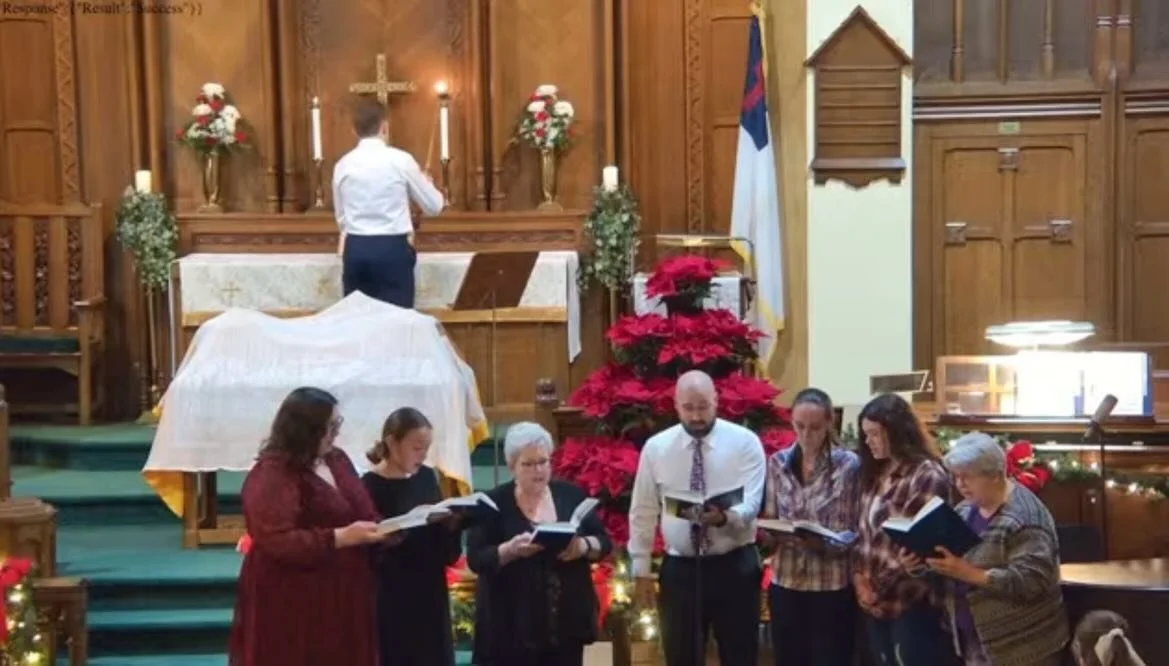 At our first Christmas Eve service, Pastor Ben recited the New Testament Gospel, Tyler Ravert and the Church Choir sang, and Pastor Ben shared the story of &ldquo;The Crippled Lamb&rdquo; by Max Lucado. 

If you weren&rsquo;t able to join us at 7 PM,