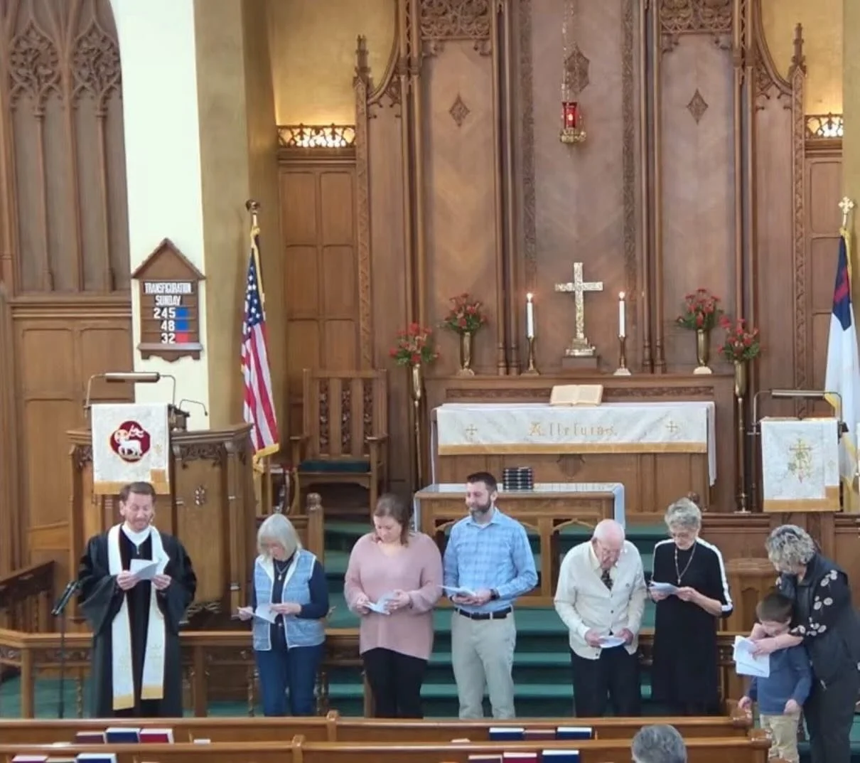 It was an exciting Transfiguration Sunday at First UCC! The congregation voted to call the Reverend Dr. Benjamin D. Motz to be our full-time Pastor and he accepted! We also welcomed five new members, Herbert, Emma Jean, Adam, Kelsey, and Paula. We ar