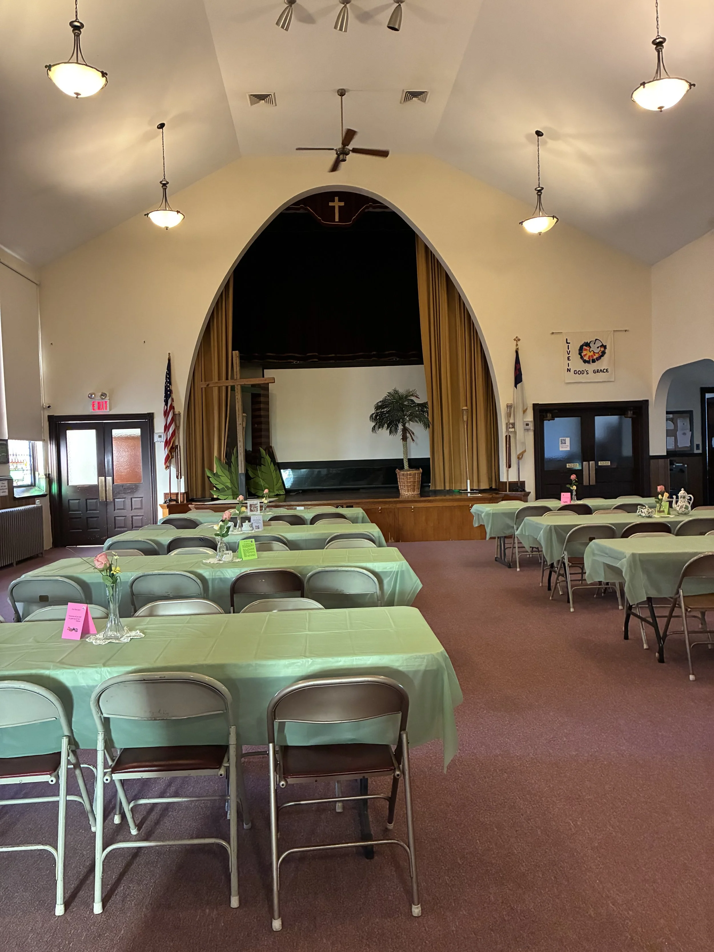 A picture of the Auditorium, the church's larger social.